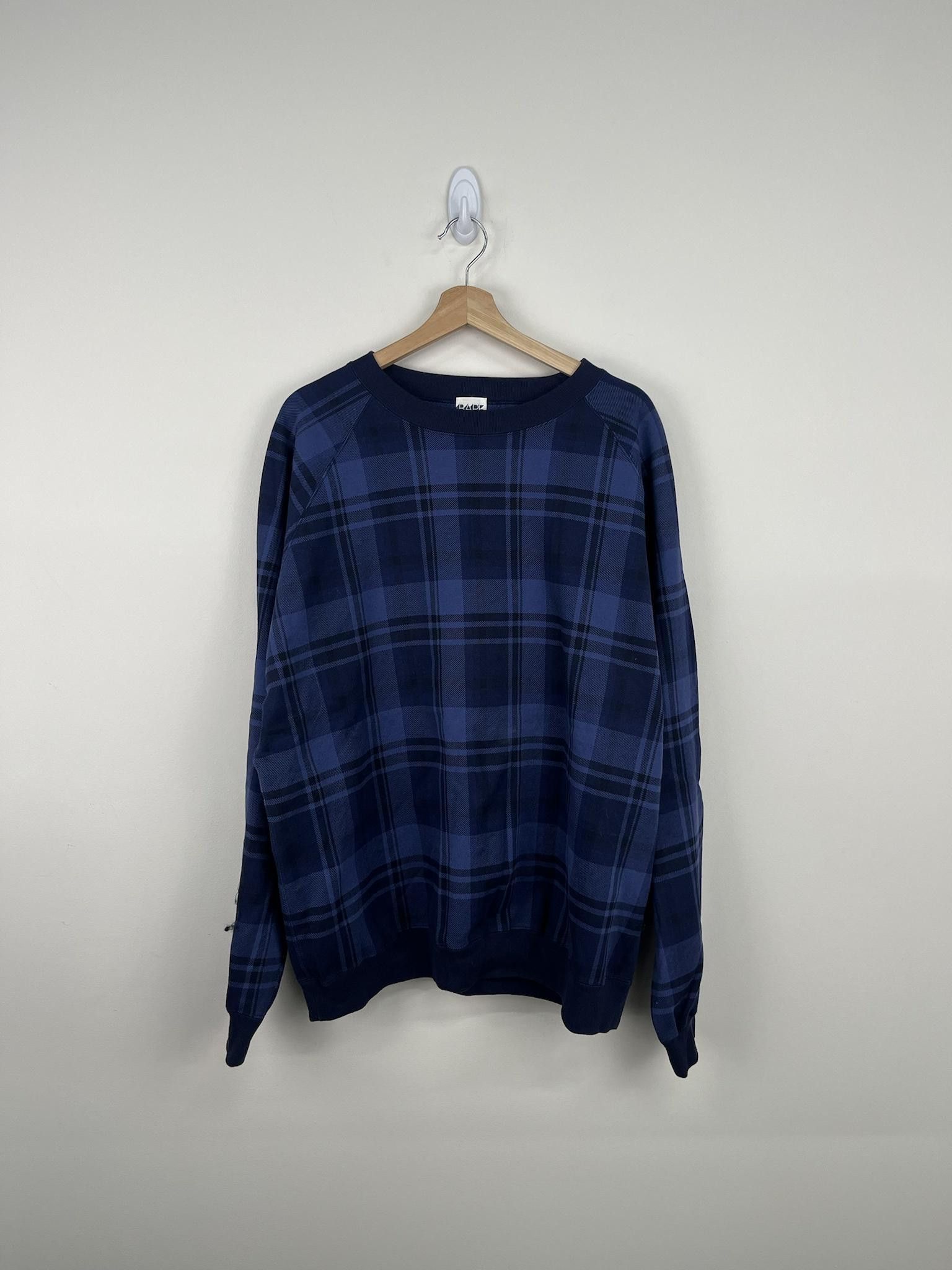 image of Bape Plaid Crewneck Sweatshirt in Blue, Men's (Size XL)