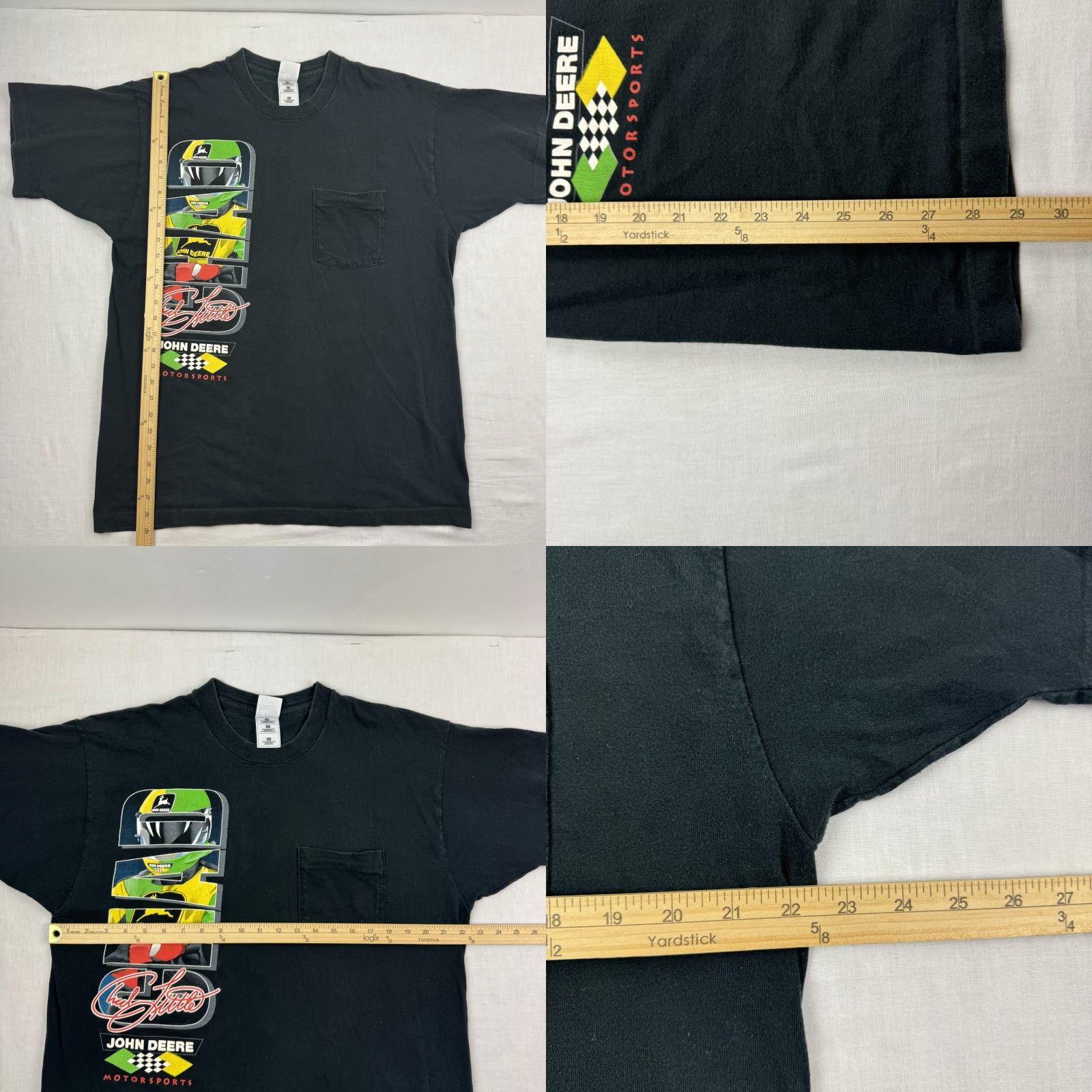 Fruit Of The Loom VINTAGE Chad Little John Deere Nascar T Shirt Adult XL Black Cotton Graphic Print 90s Sports Cars Shirts Mens Size US XL / EU 56 / 4 - 8 Thumbnail