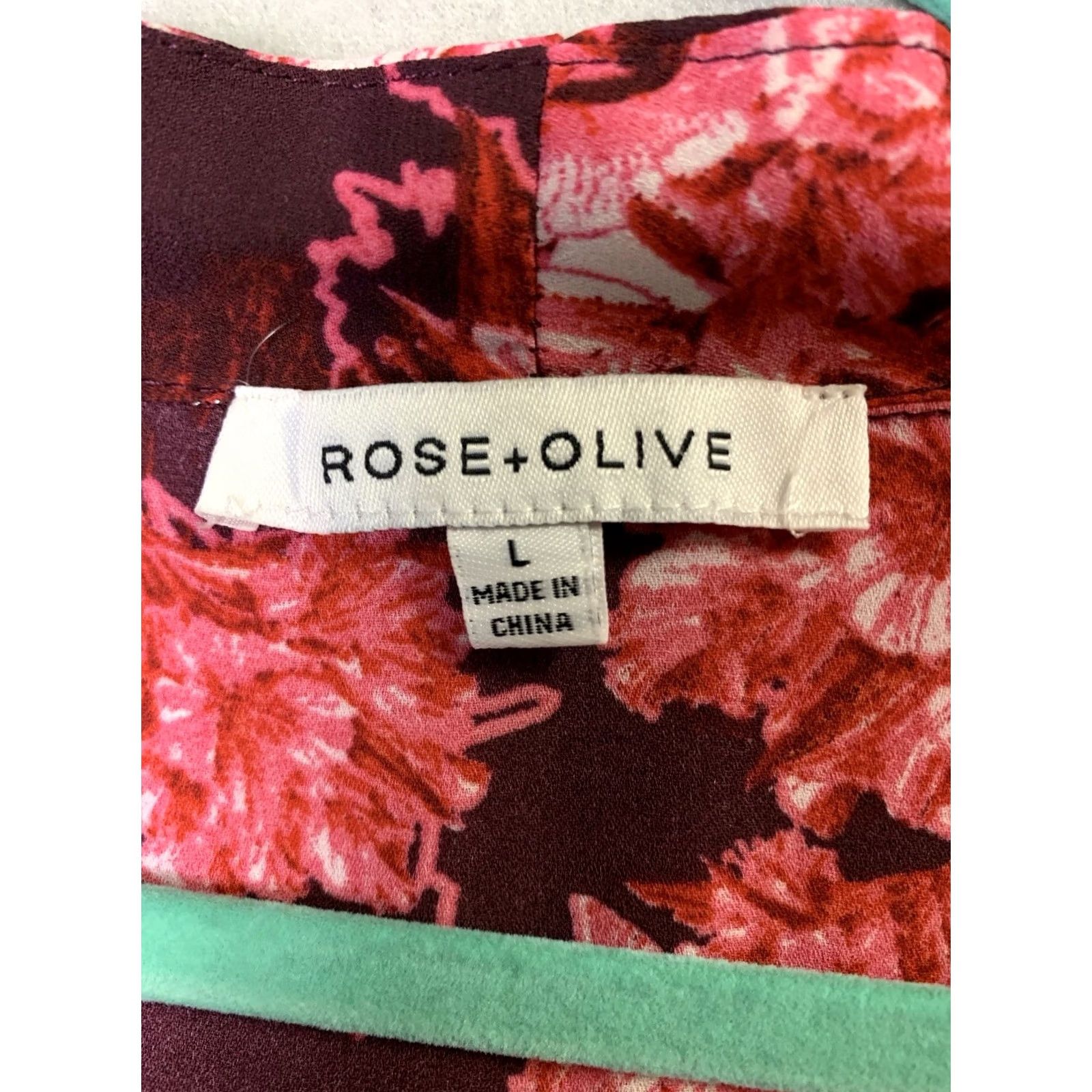 Vintage Rose & Olive Blouse Womens L Maroon Floral V-Neck Semi-sheer Chiffon Boho Peasant Long Sleeve Pullover Size L / US 10 / IT 46 - 3 Thumbnail