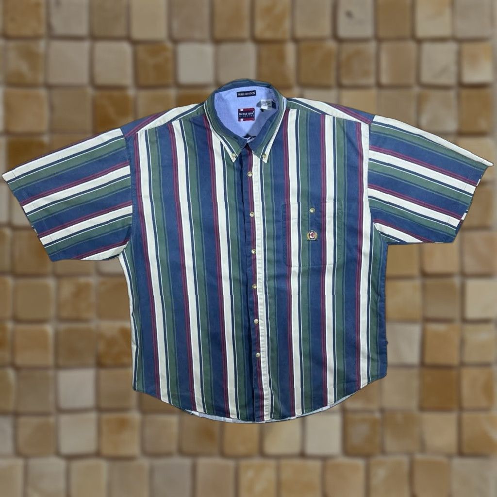 Bugle Boy VINTAGE Bugle Boy Multi Colour Striped Short Sleeve Button-Up Shirt XXL Mens Size US XXL / EU 58 / 5 - 1 Thumbnail