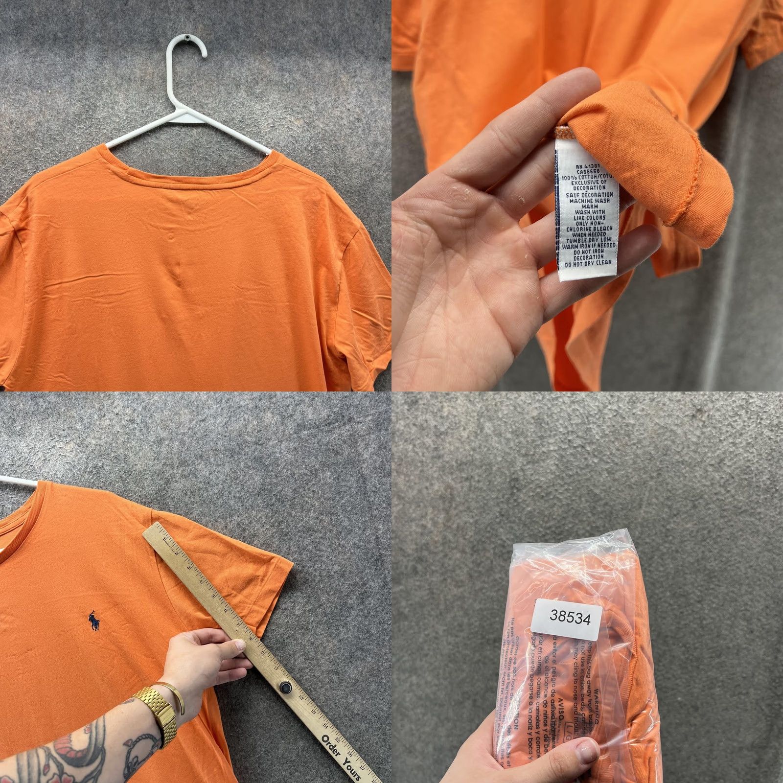 Polo Ralph Lauren Polo Ralph Lauren Shirt Mens Large Orange Crewneck Cotton Pony Logo Tee Size US L / EU 52-54 / 3 - 8 Thumbnail