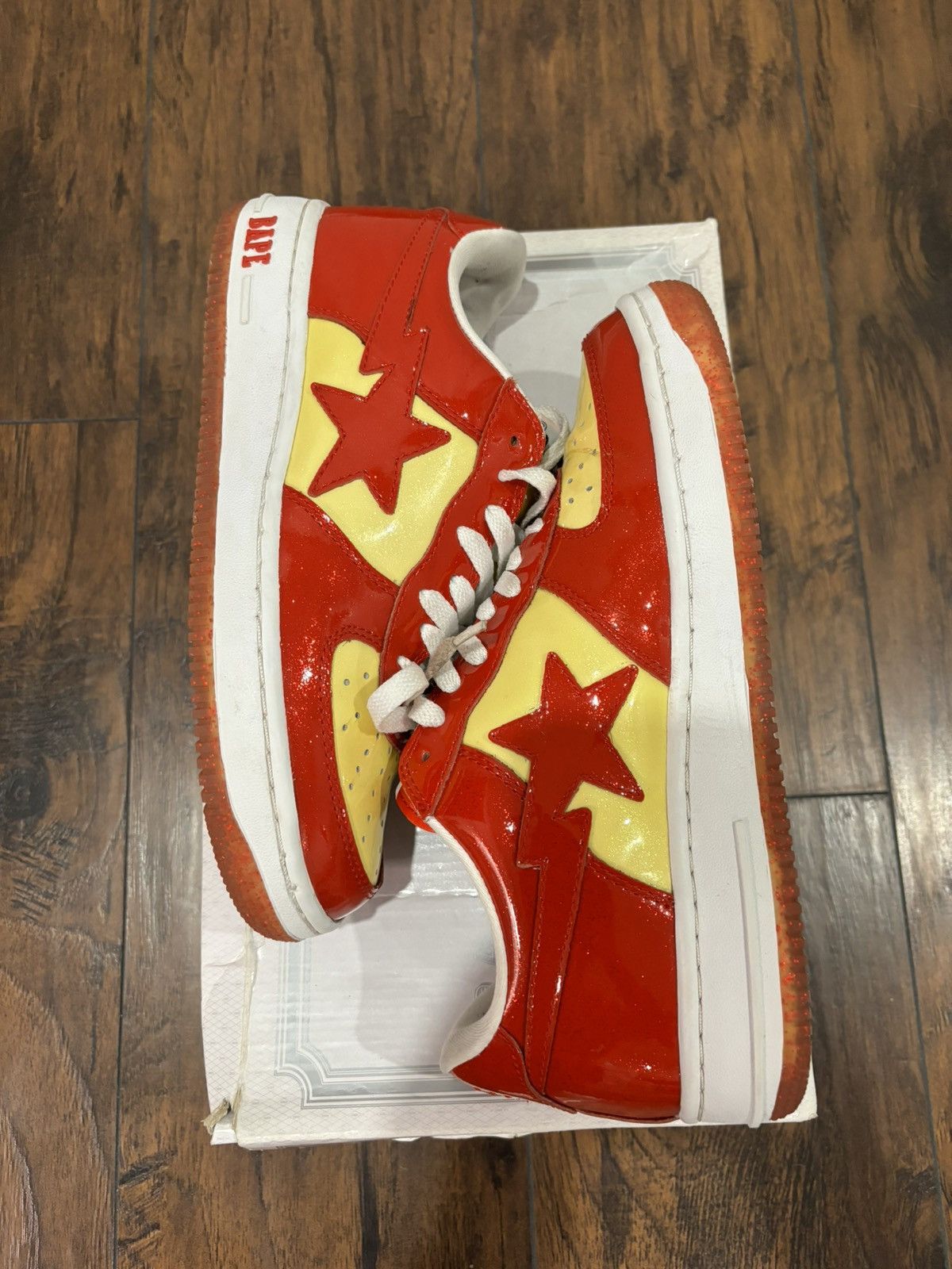 image of Glitter Bapesta Shoes in Red, Men's (Size 8.5)