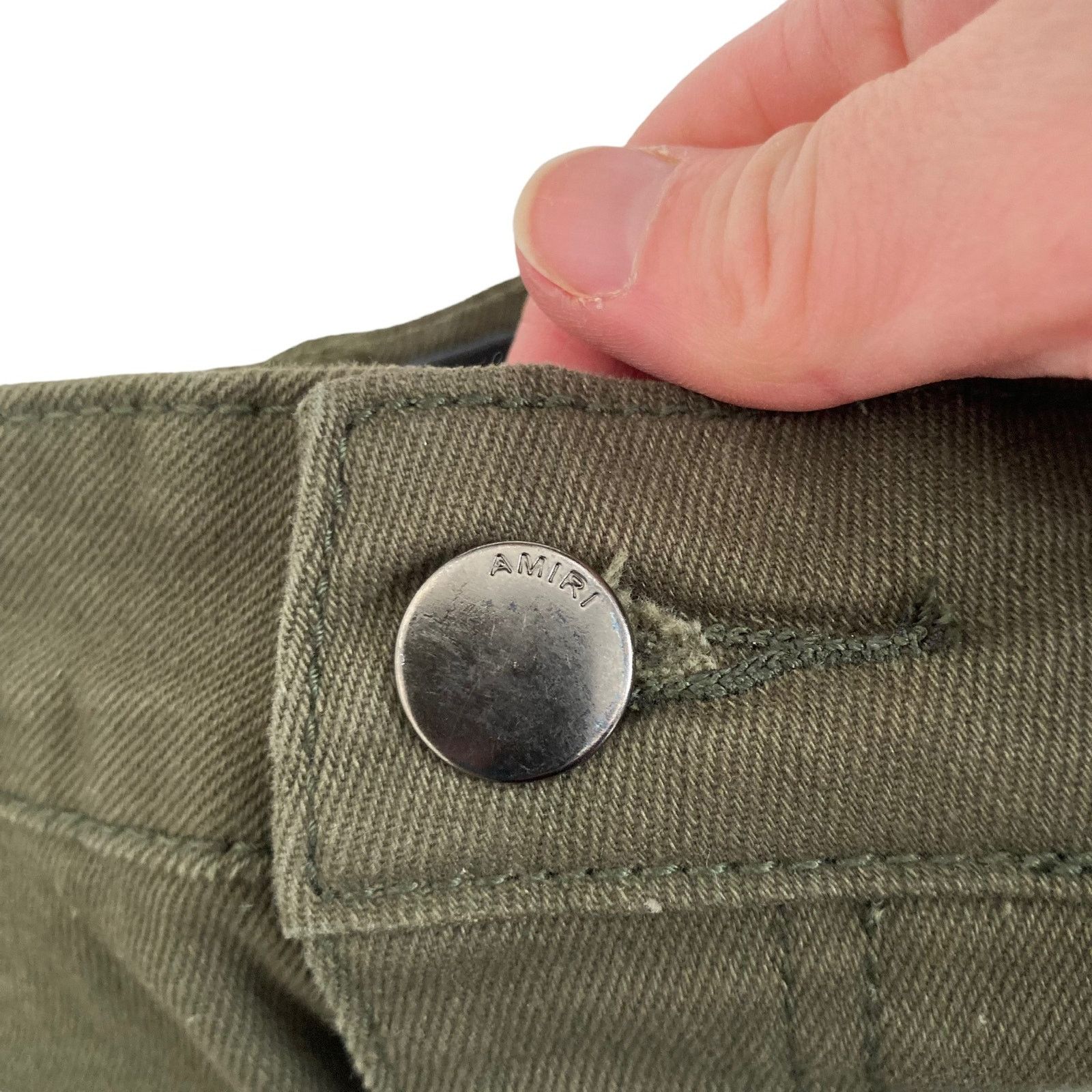 Amiri Amiri Green Black Distressed Button Fly Jeans Sz 36 Size US 36 / EU 52 - 3 Thumbnail