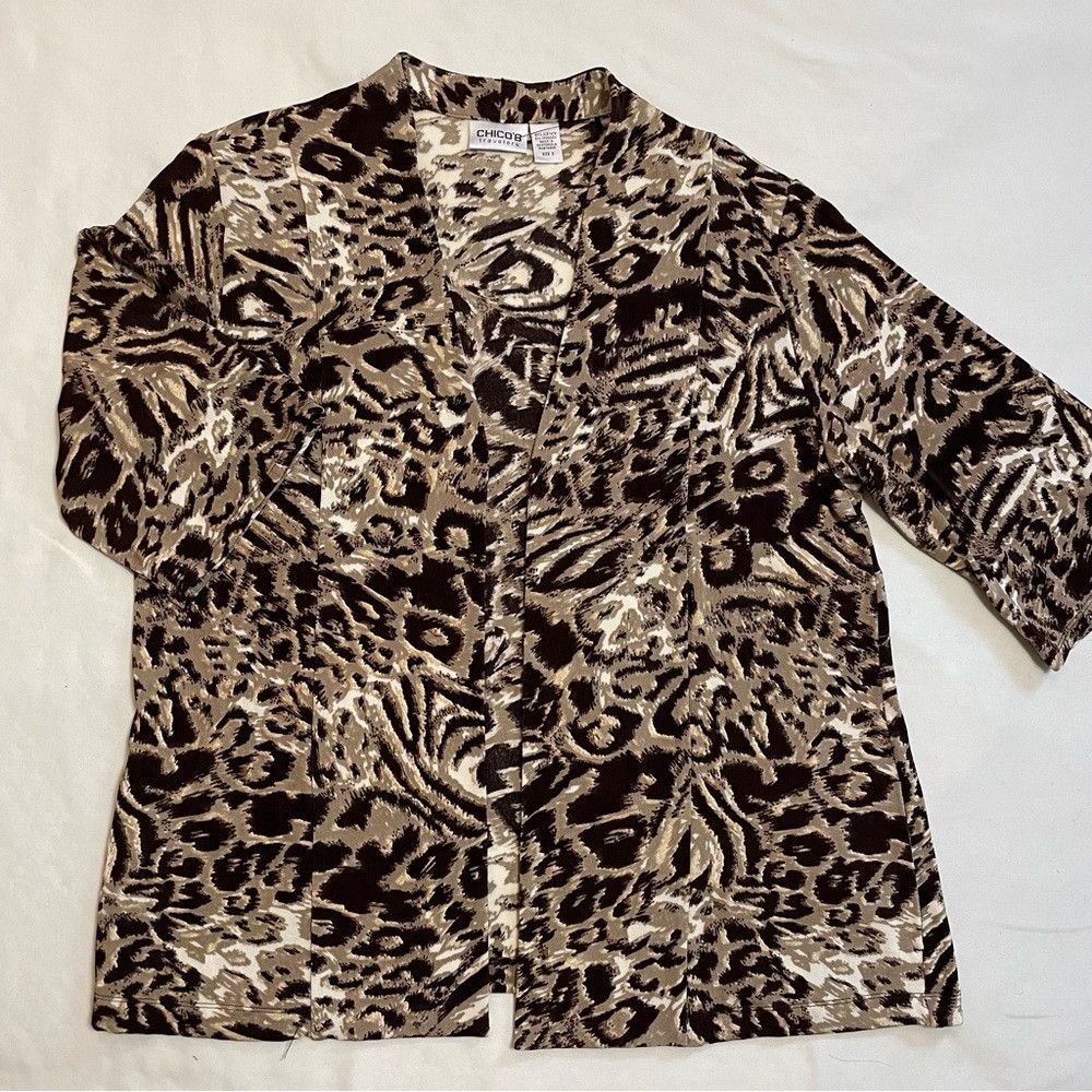 Chicos Chico's Travelers Open Front Animal Print Jacket Cardigan S Size XL / US 12-14 / IT 48-50 - 5 Thumbnail