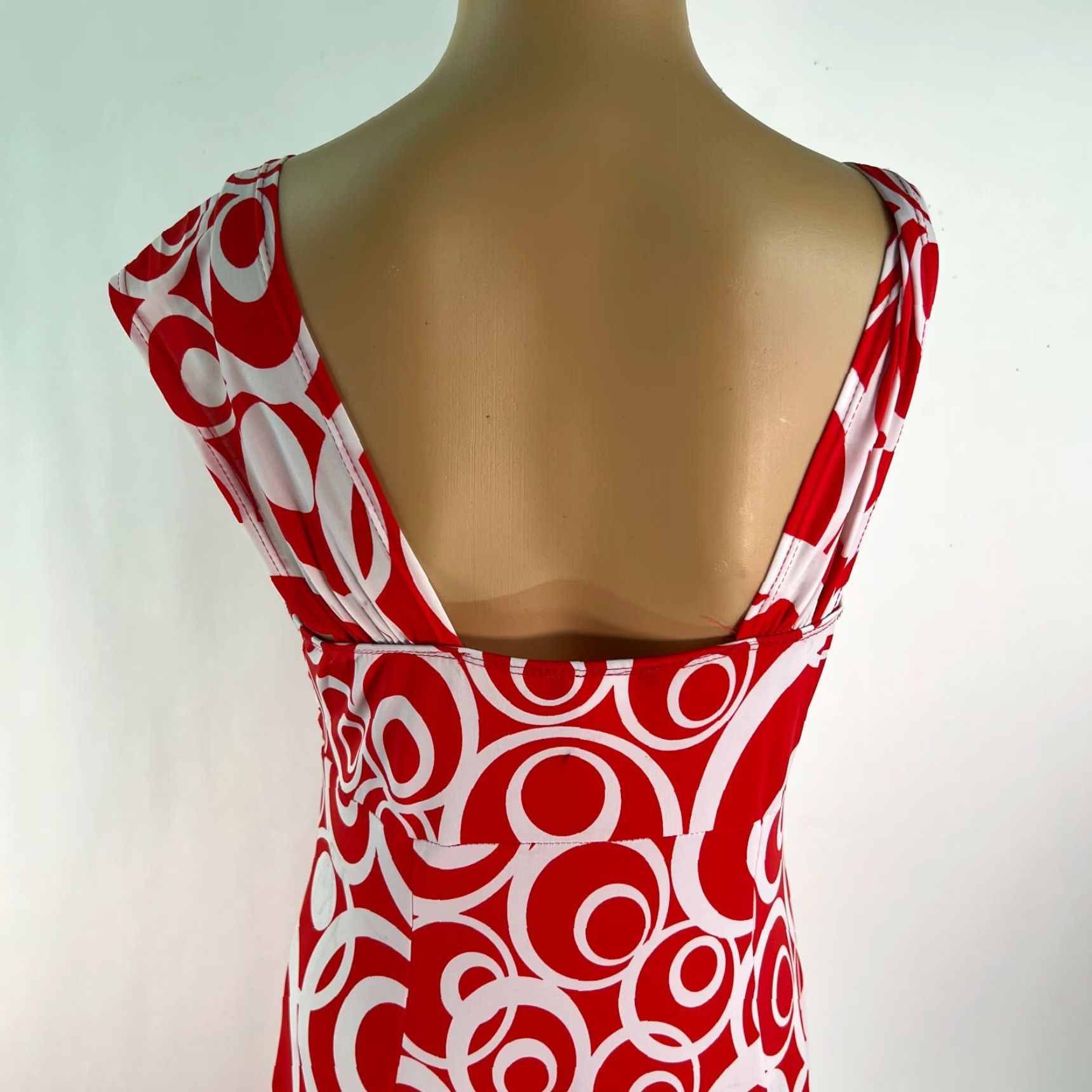 BREDA Stretch Red A-Line Dress Womens Geometric Sweetheart Neckline Sleeveless Size 0, 92% Polyester 8% Spandex, Pullover, Regular fit Size XS / US 0-2 / IT 36-38 - 4 Thumbnail