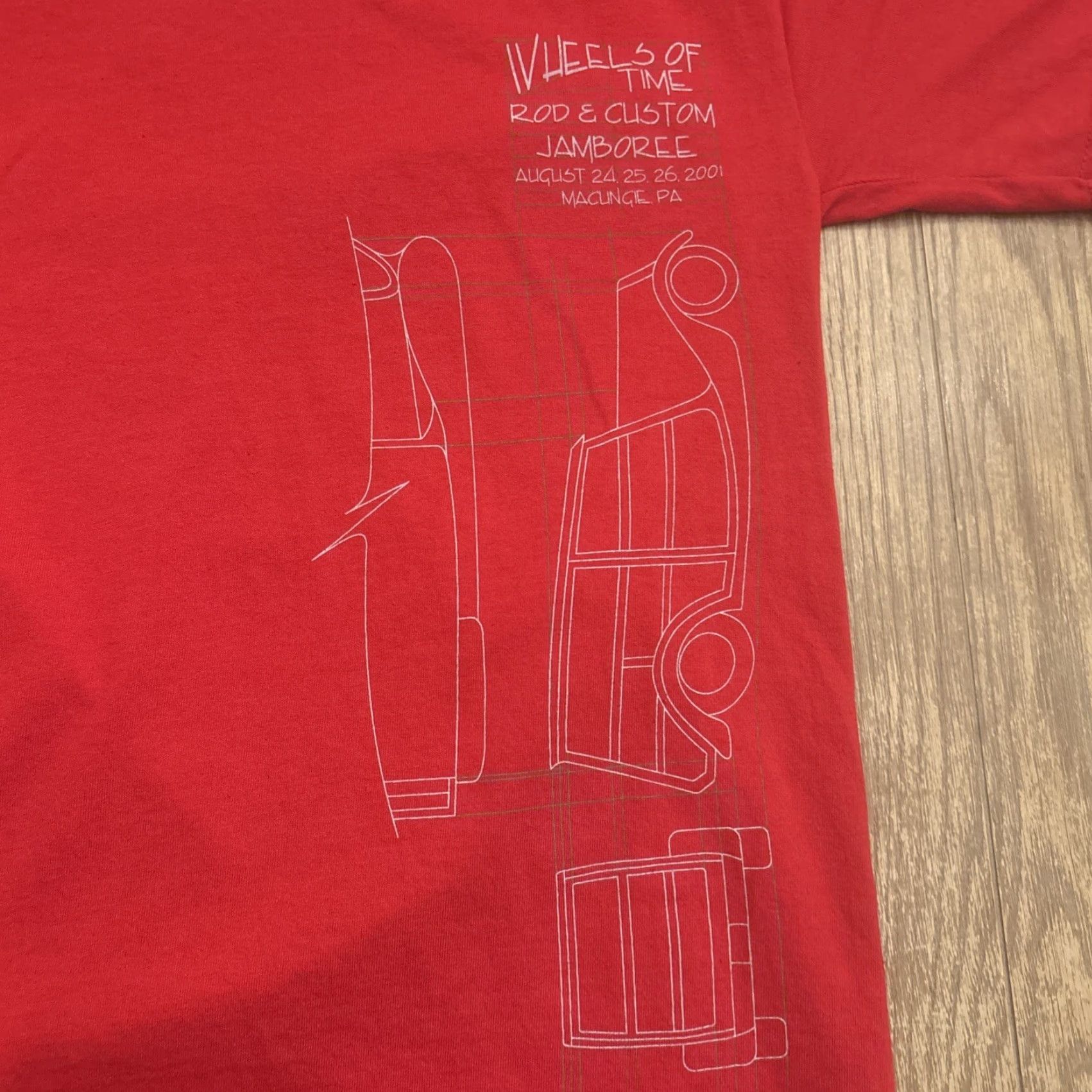 Jerzees VINTAGE Hot Rod Jamboree T Shirt Sz S Macungie Pennsylvania Red Mens JERZEES Time Wheels Of Time T Shirt 2001 Size US S / EU 44-46 / 1 - 4 Thumbnail