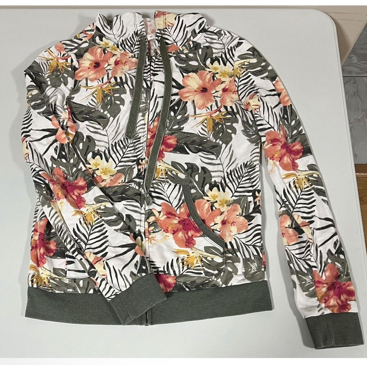 Vintage Tropical Hibiscus Flowers Floral Sweatshirt Hoodie Size S 🌺✨ Size S / US 4 / IT 40 - 3 Thumbnail