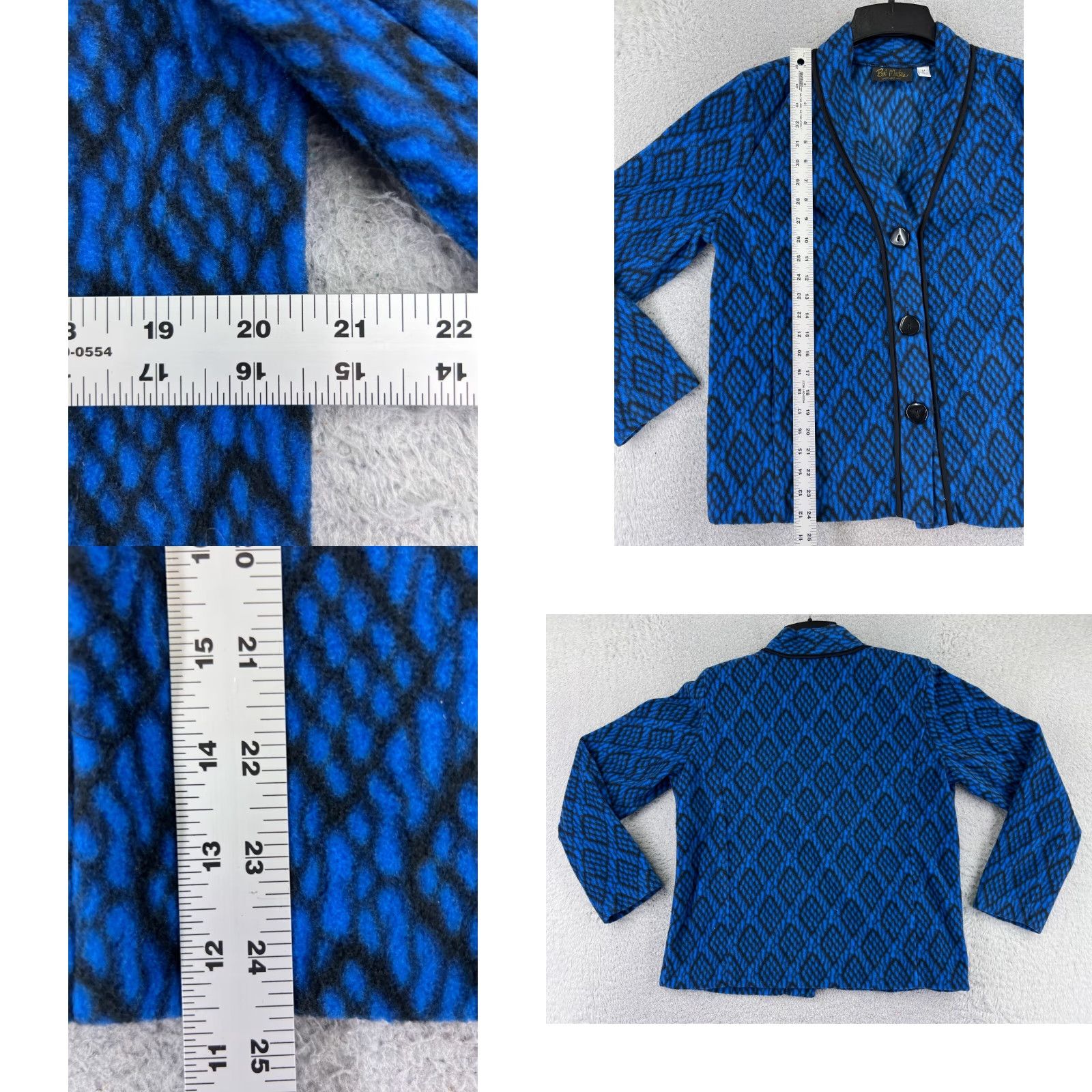 Bob Mackie Bob Mackie Jacket Womens Medium Blue Button Up Fleece Lined Collared Size M / US 6-8 / IT 42-44 - 8 Thumbnail