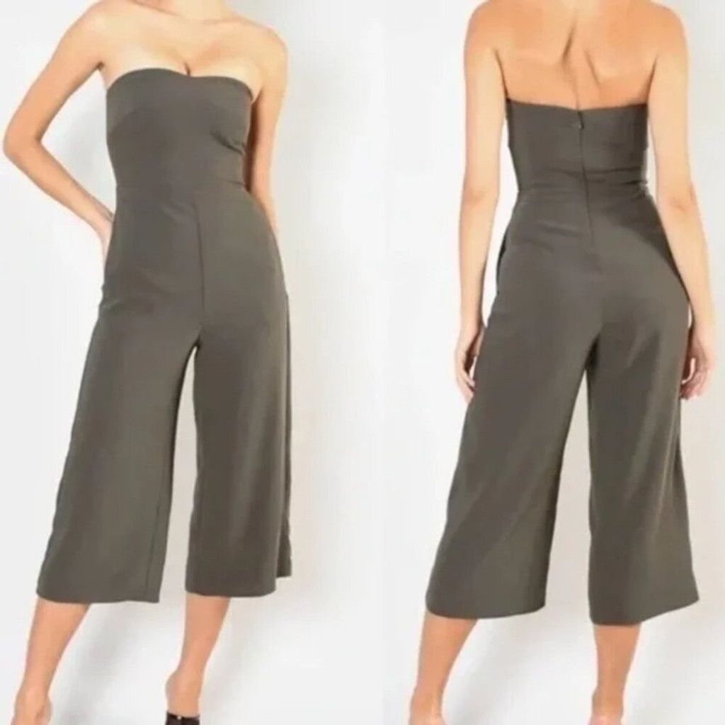 Aritzia ARITZIA BABATON Roshan Khaki Green Strapless Jumpsuit Size 0 Size 25" / US 0 / IT 36 - 2 Thumbnail