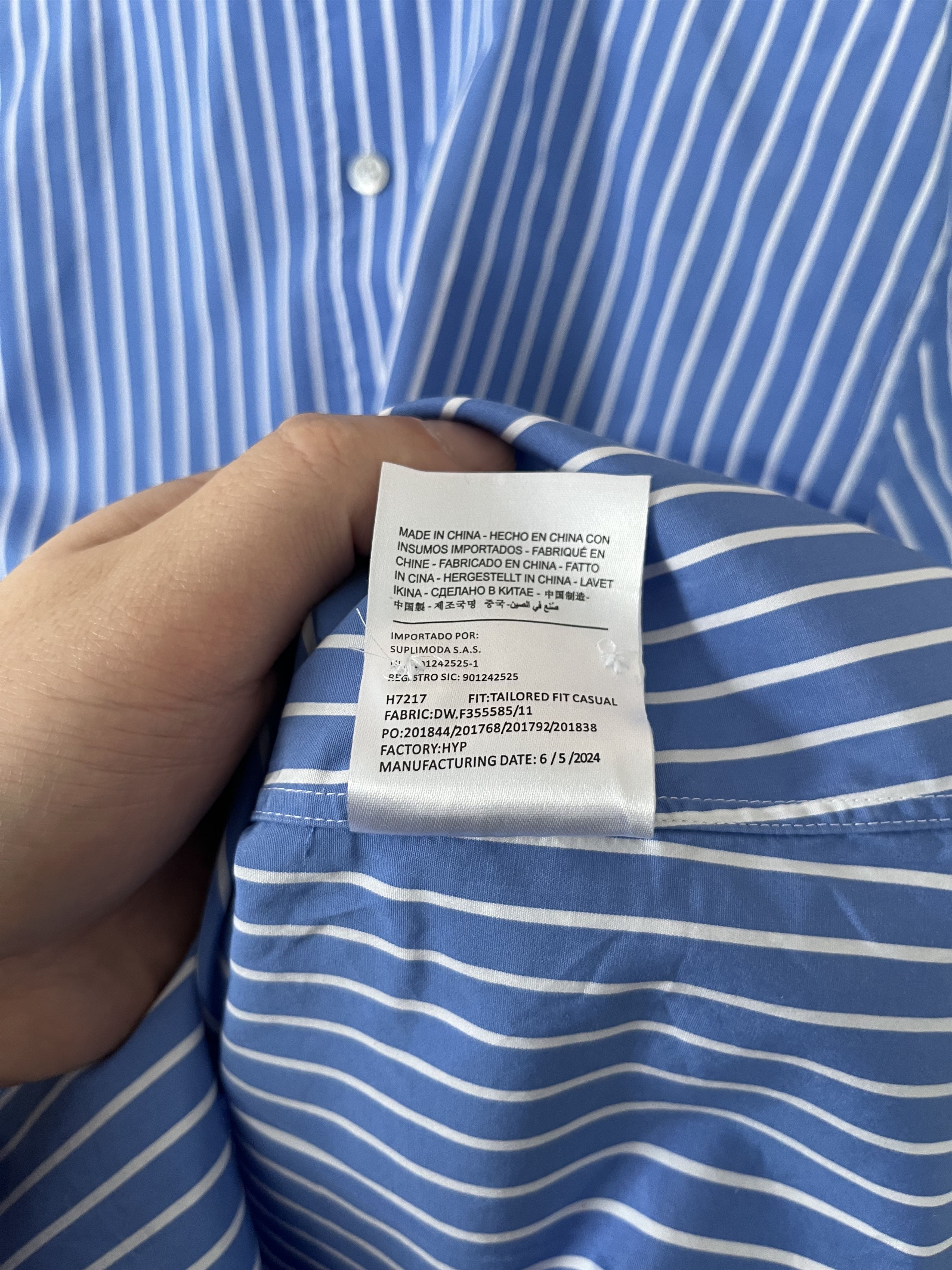 Suitsupply Suitsupply Blue Striped Egyptian Cotton Tuxedo Shirt Size US M / EU 48-50 / 2 - 8 Thumbnail