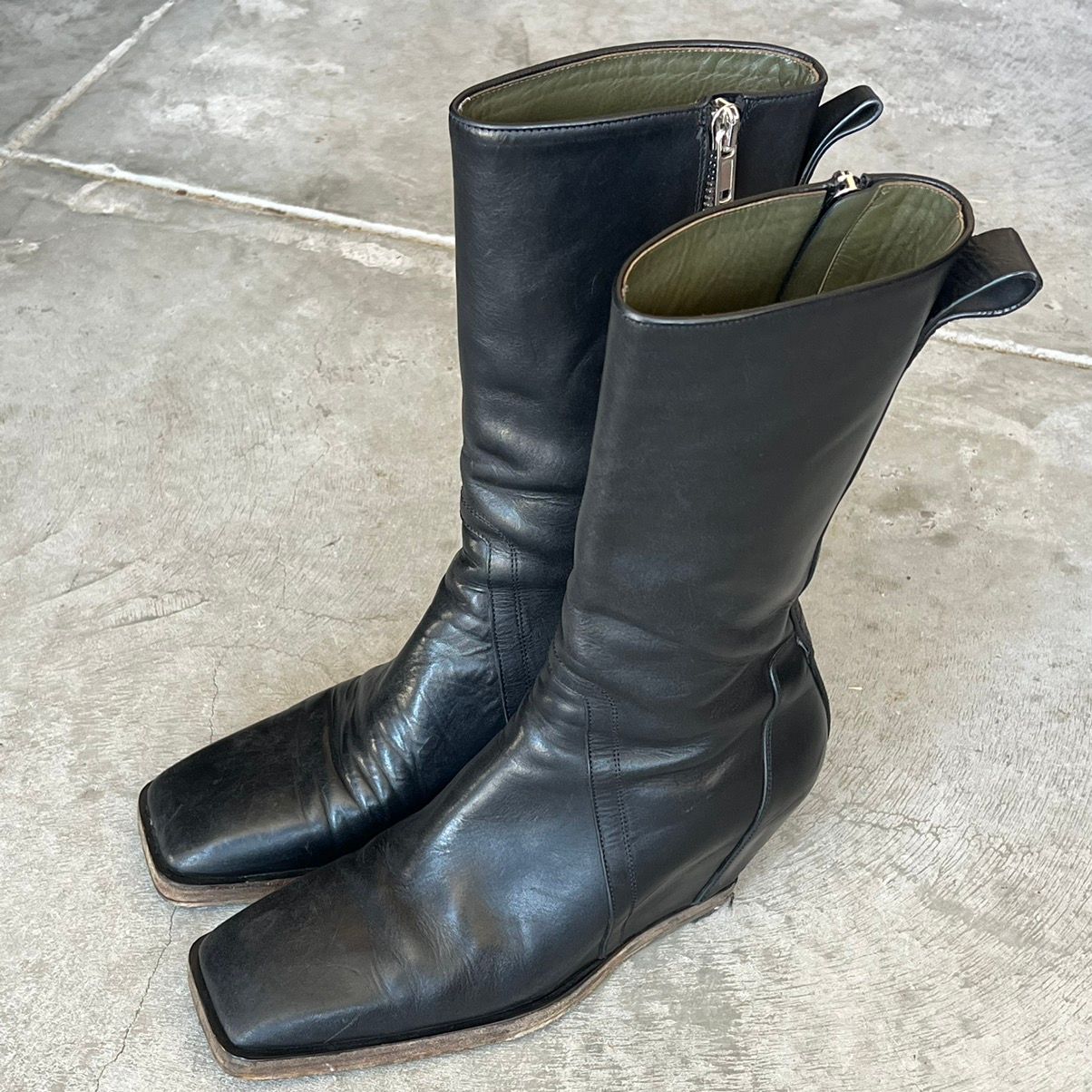 Pre-owned Rick Owens Sisyphus Heel Shoes Wedge Boot In Black