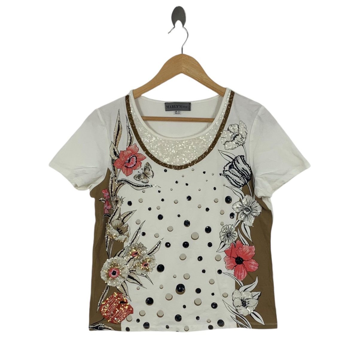 Vintage Vintage MARLY’S LAGNERINI Made In Italy Flower Tee Shirt Size S / US 4 / IT 40 - 1 Thumbnail