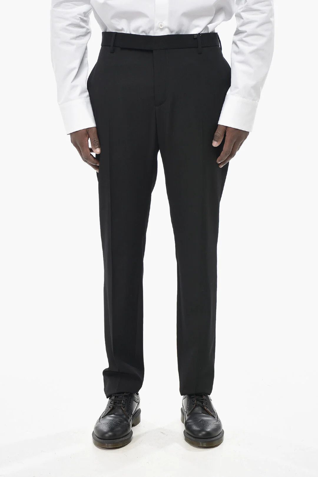 Saint Laurent Paris og1mm0426 Solid-Color Wool Pant in Black Size US 34 / EU 50 - 1 Thumbnail