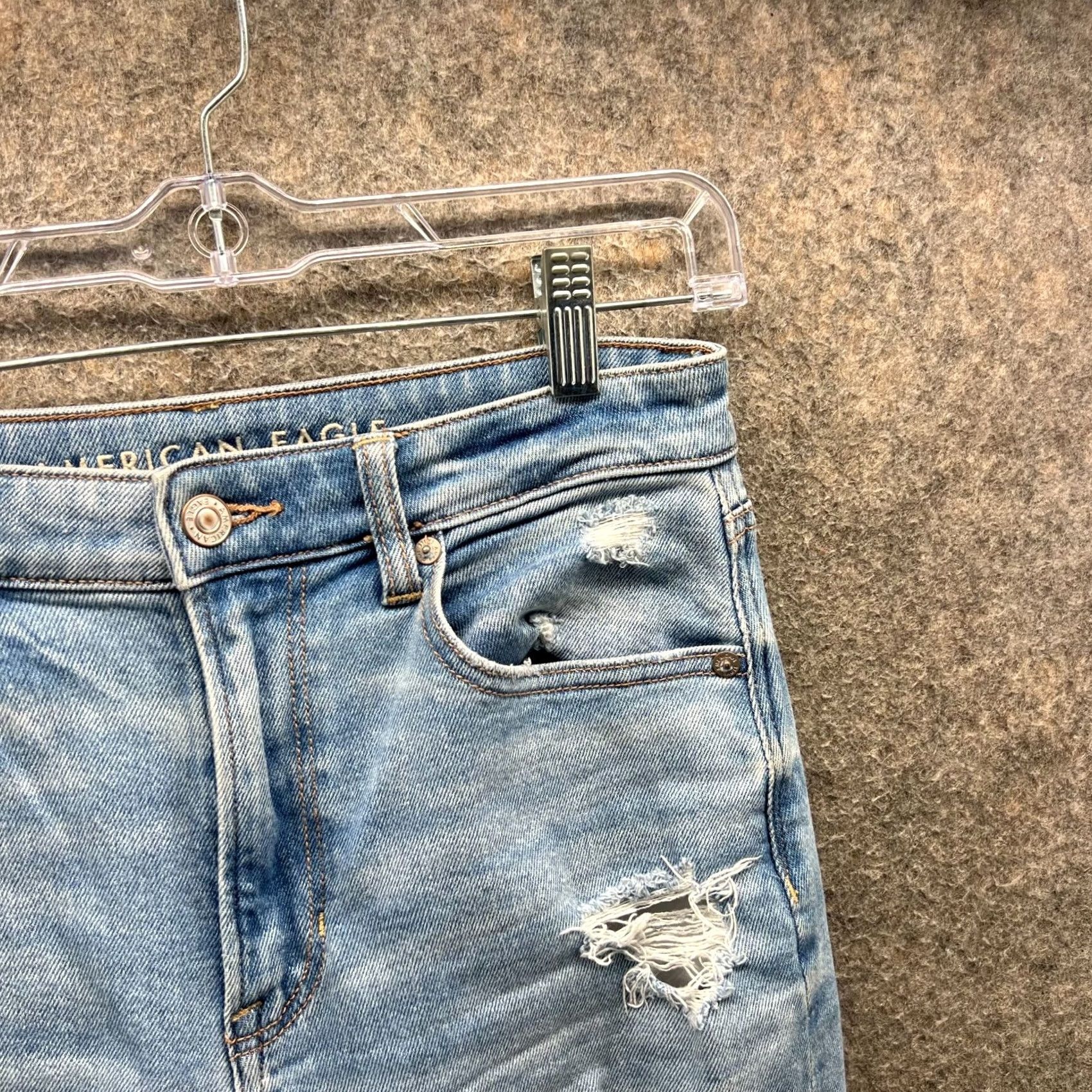 American Eagle Outfitters VINTAGE American Eagle Outfitters Jeans Womens 6 Blue Distressed Mom Stretch Denim Ripped Baggy Size 28" / US 6 / IT 42 - 3 Thumbnail