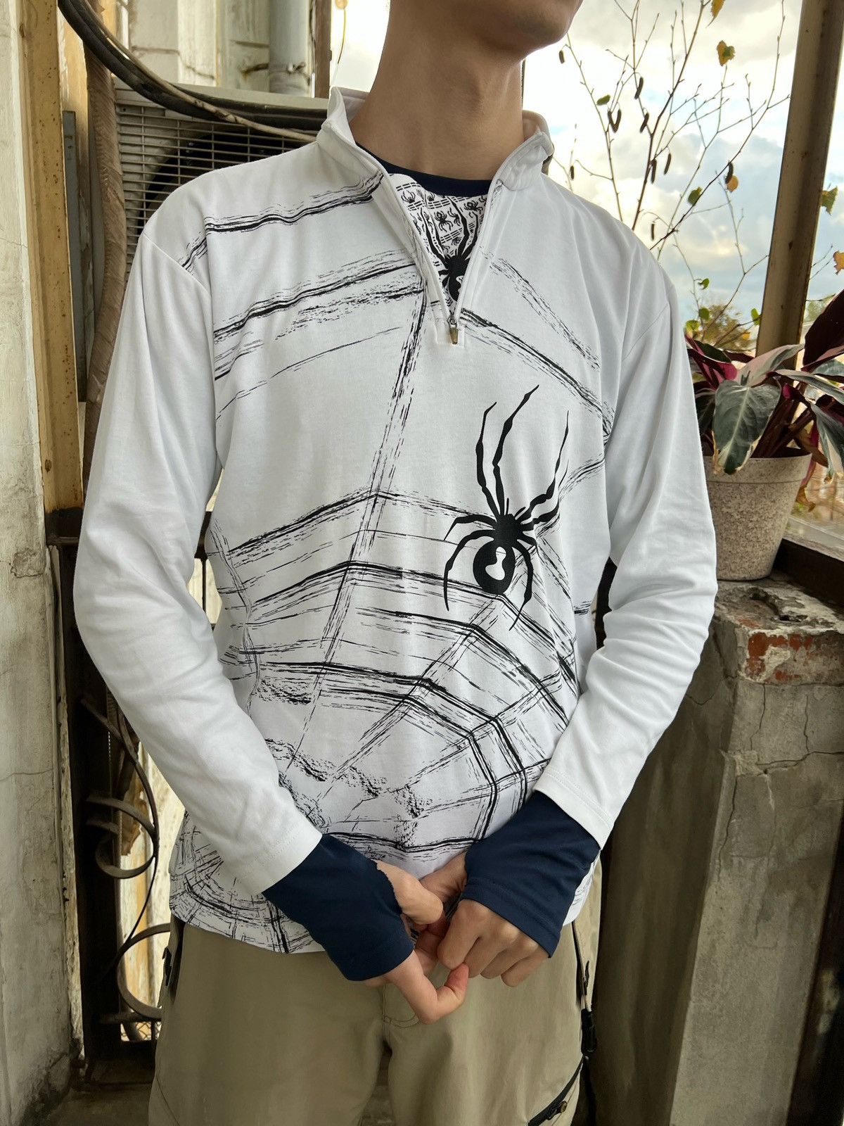 Japanese Brand × Vintage 🕸🕷 Spider web pattern longsleeve thermal Size US M / EU 48-50 / 2 - 10 Thumbnail
