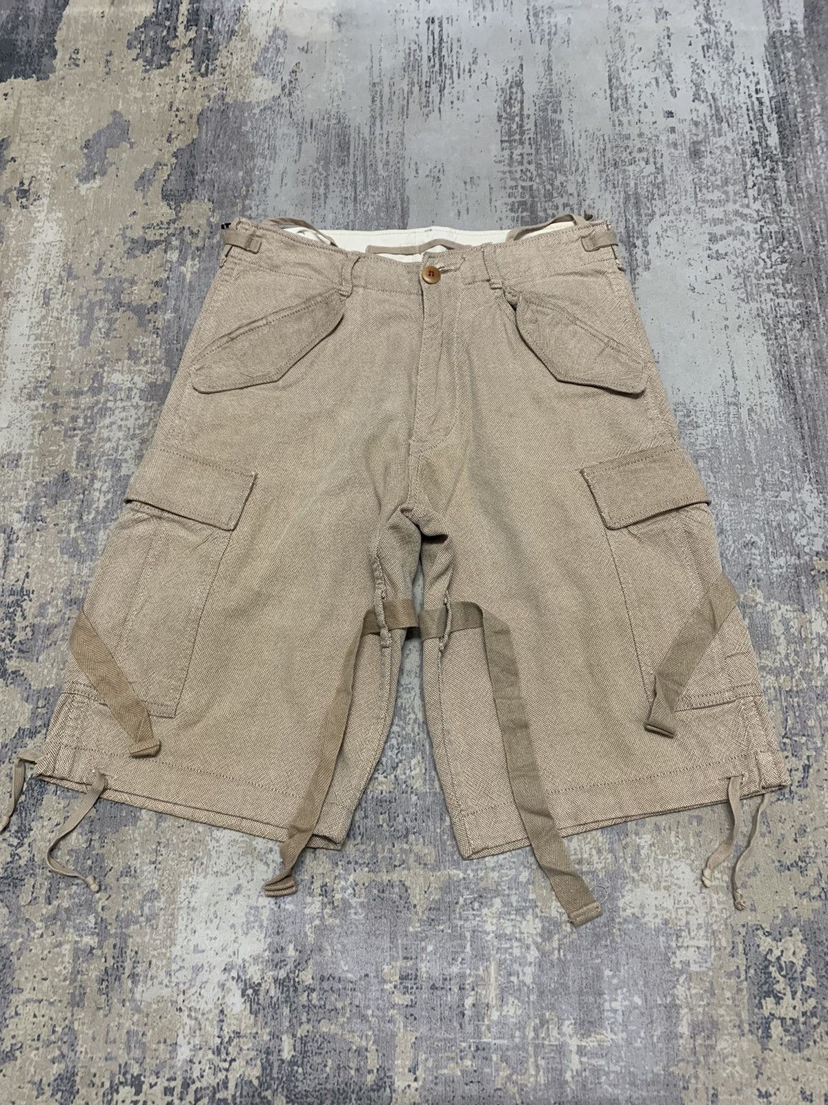 image of 1997S General Research Bondage Cargo Shorts in Brown, Men's (Size 31)