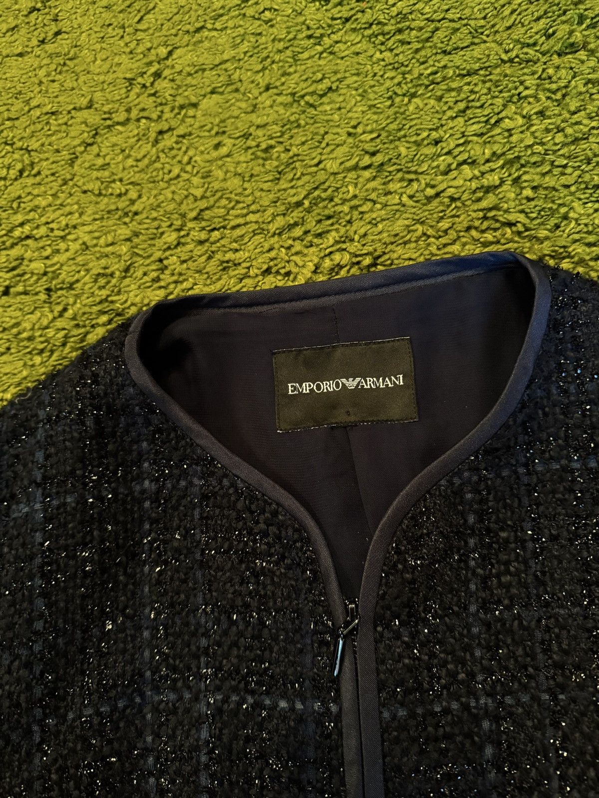 Emporio Armani luxury tweed zip blazer jacket