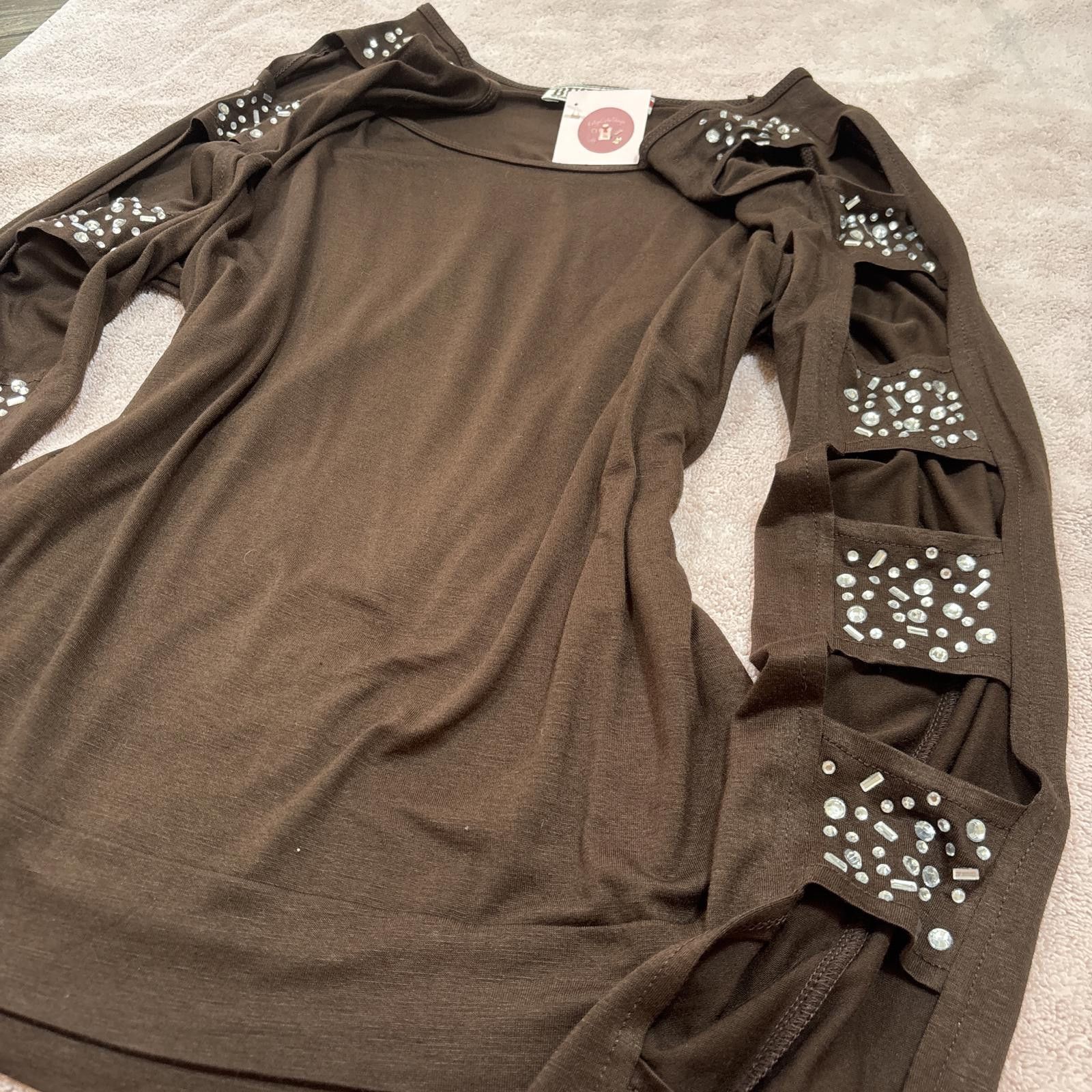Other y2k grunge rhinestone blouse with cut outs Size M / US 6-8 / IT 42-44 - 4 Thumbnail