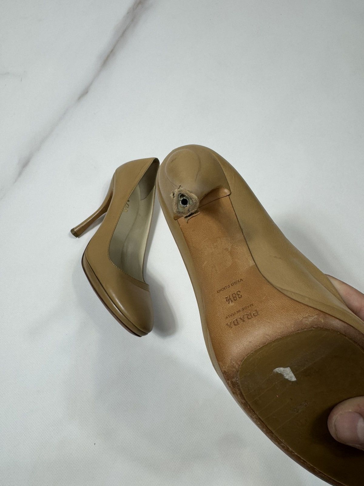 Prada Prada Nude Patent Leather Hight Heels Size US 7 / IT 37 - 3 Thumbnail
