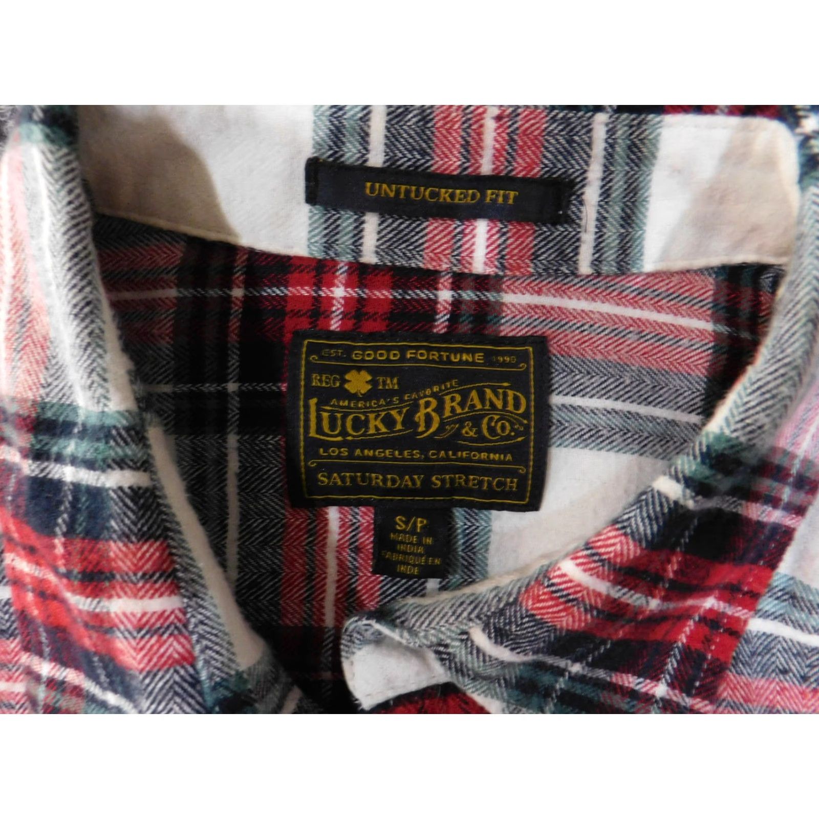 Lucky Brand Lucky Brand Shirt Mens Small Red Black Plaid Flannel Untucked Saturday Stretch Pocket Long Sleeve Button-Up Size US S / EU 44-46 / 1 - 6 Thumbnail