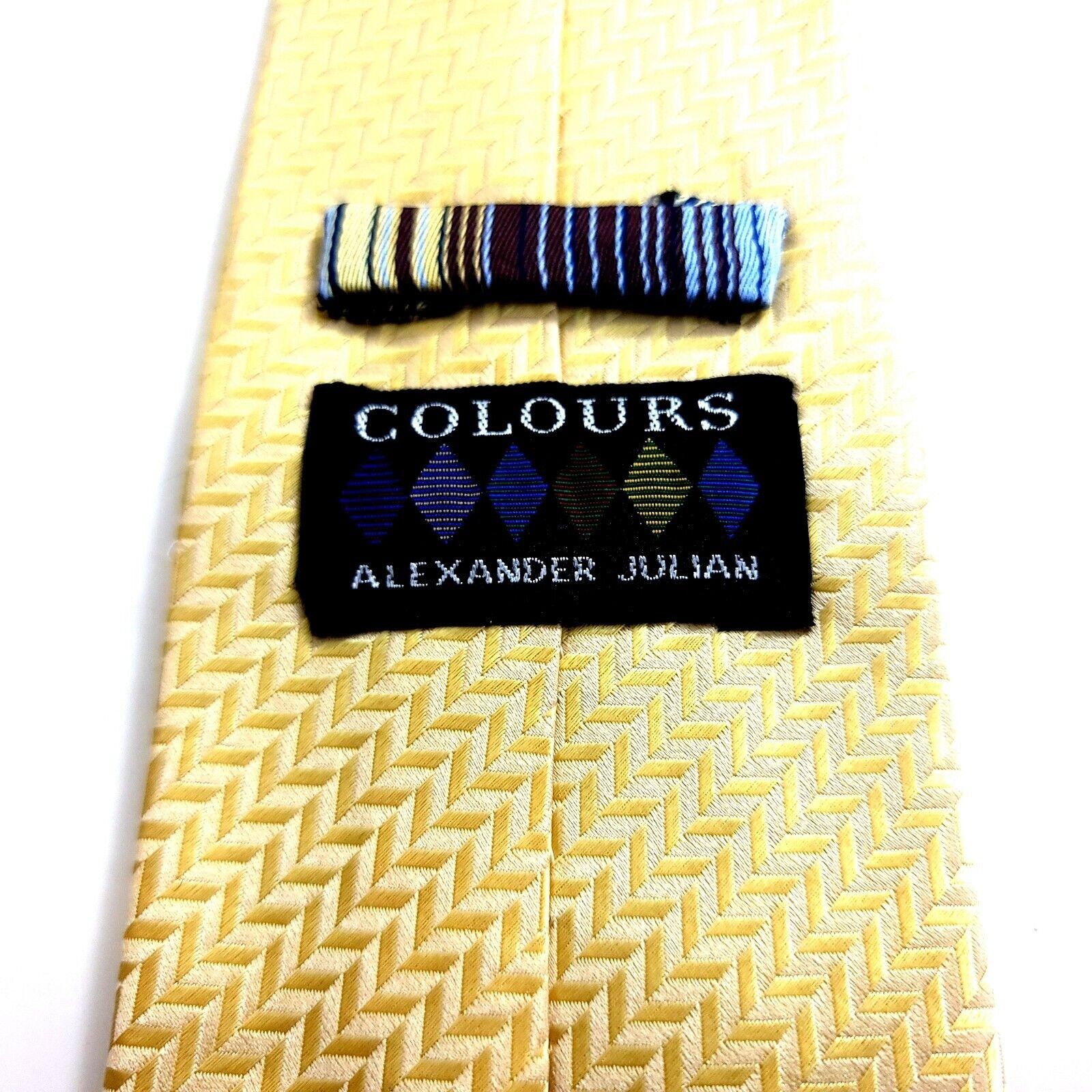 Alexander Julian Alexander Julian Colours Herringbone Yellow Woven Silk Tie Size ONE SIZE - 3 Thumbnail