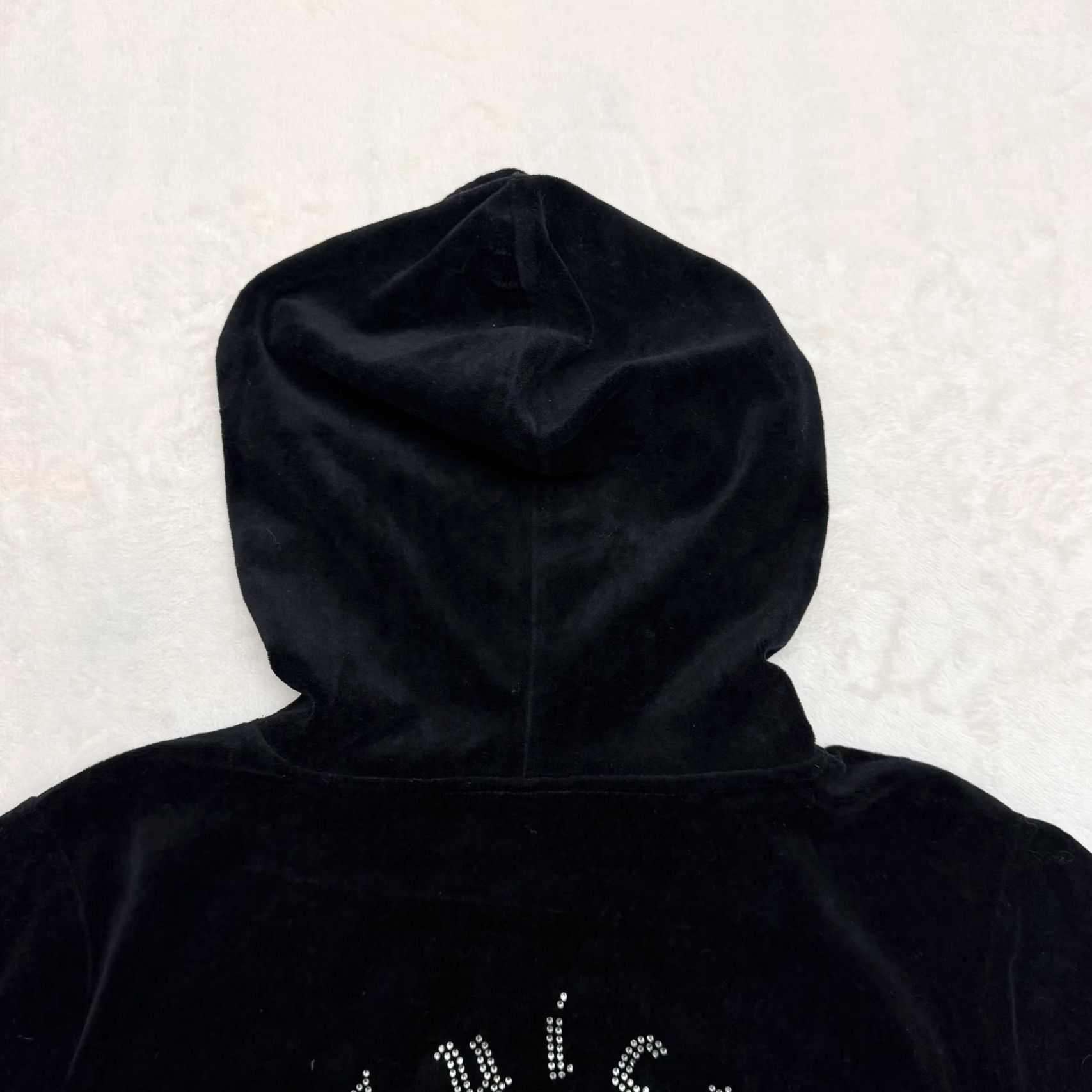 Juicy Couture VINTAGE Juicy Couture Forever 21 Jacket Hood 0X Women Black Velour Zip Heart Rhinestone Hoodie Size XL / US 12-14 / IT 48-50 - 2 Thumbnail