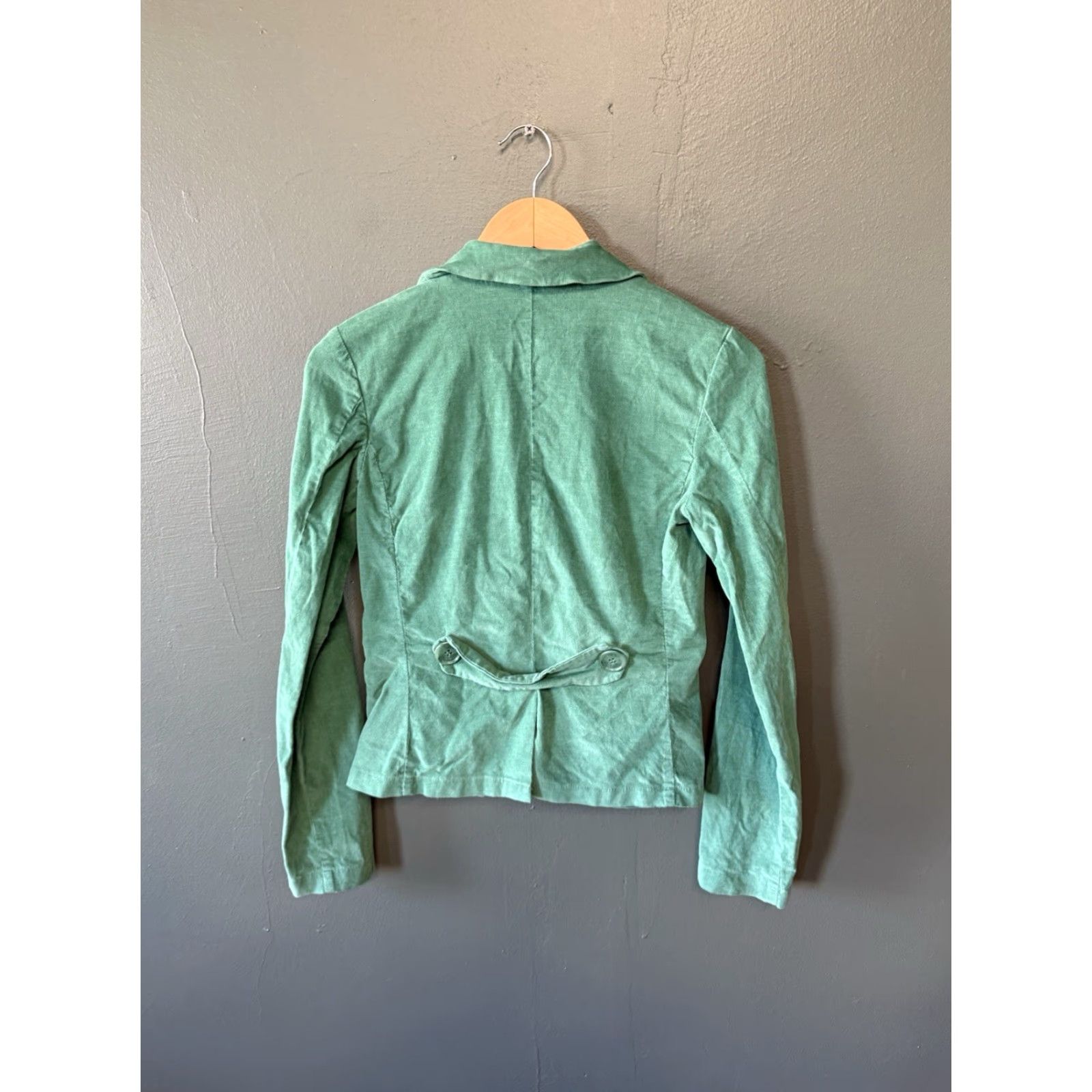 Vintage Y2k Lulumari Womens Blazer Shirt Jacket Green S Size Small Cotton Single Button Women's Blazer 90s Basic Jacket Size S / US 4 / IT 40 - 2 Thumbnail