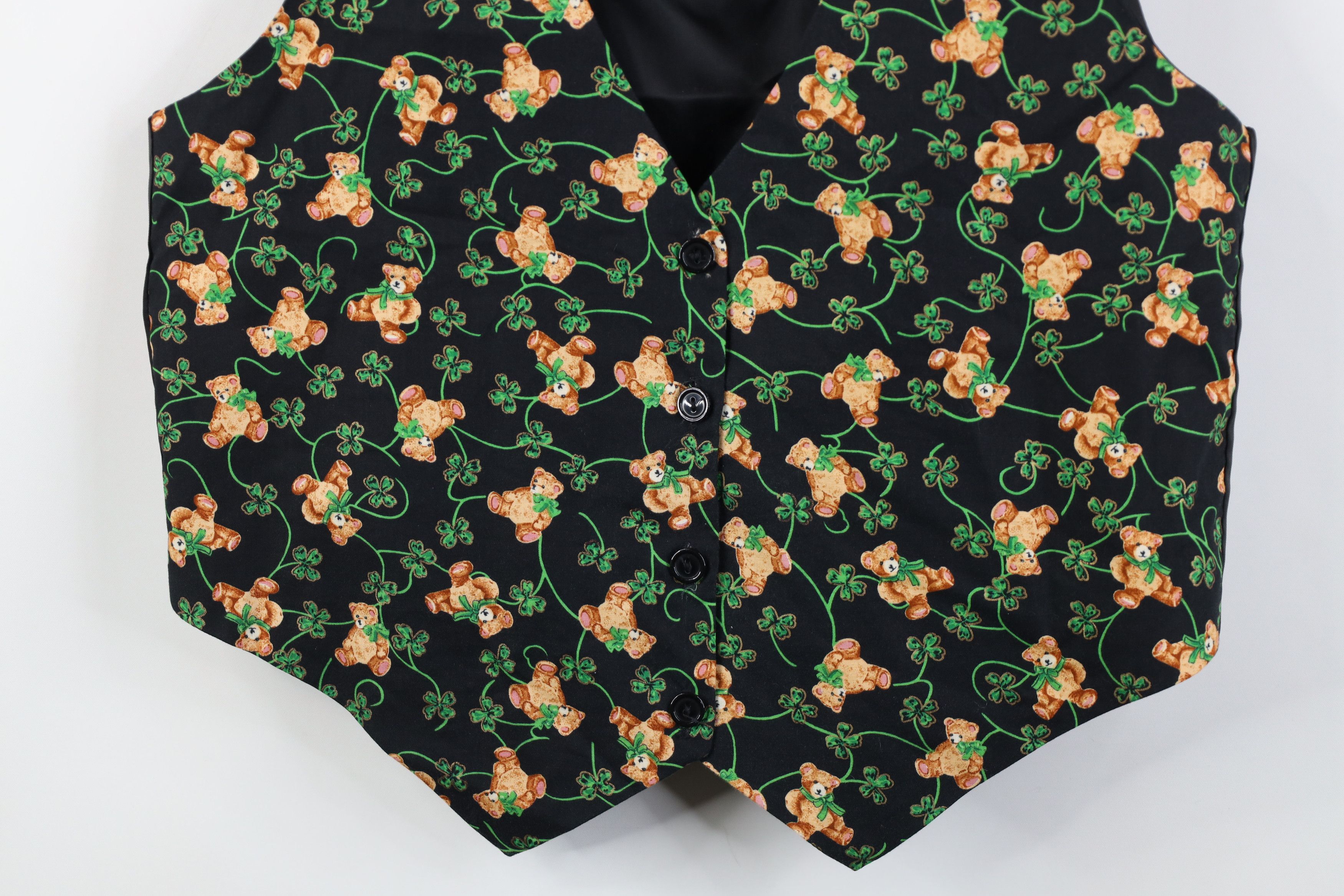 Vintage Vintage 90s St Patricks Day Clover Bear Tie Back Vest Jacket Size L / US 10 / IT 46 - 3 Thumbnail