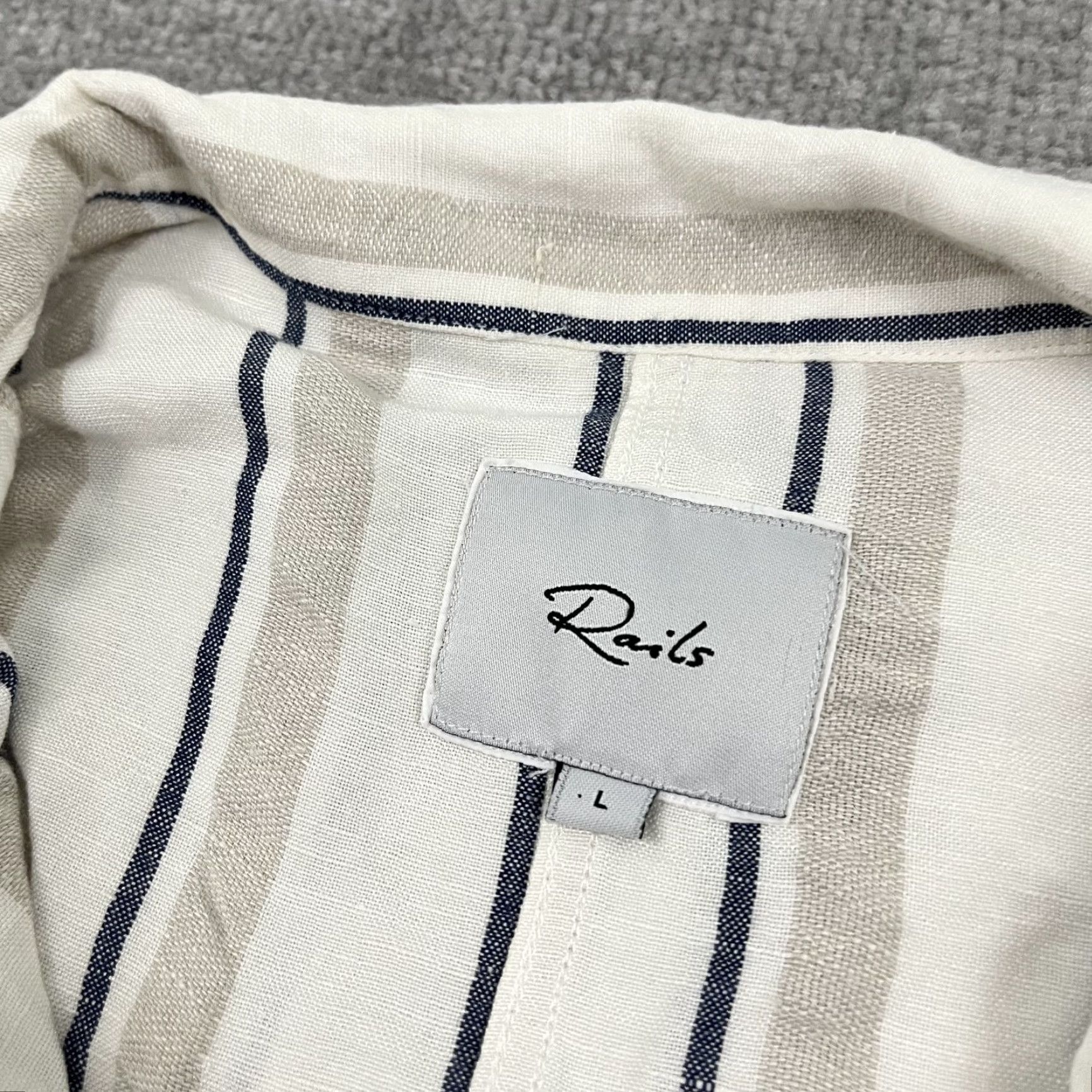 Rails Rails Rowen Shirt Womens Large Coco Stripe White Blue Linen Lightweight Jacket Shirt Size L / US 10 / IT 46 - 2 Thumbnail