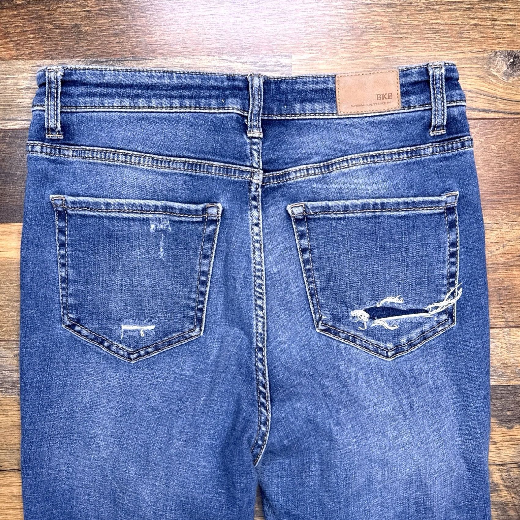 BKE BKE Parker Jeans Womens 27 High Rise Stretch Distressed Jeans Slim Skinny Blue 5-Pocket City Size 27" / US 4 / IT 40 - 7 Thumbnail
