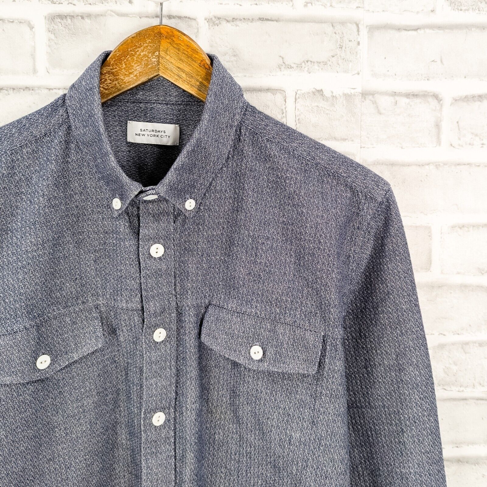 Saturdays NYC SATURDAYS New York City textured Button Down Shirt chambray Size US M / EU 48-50 / 2 - 4 Thumbnail
