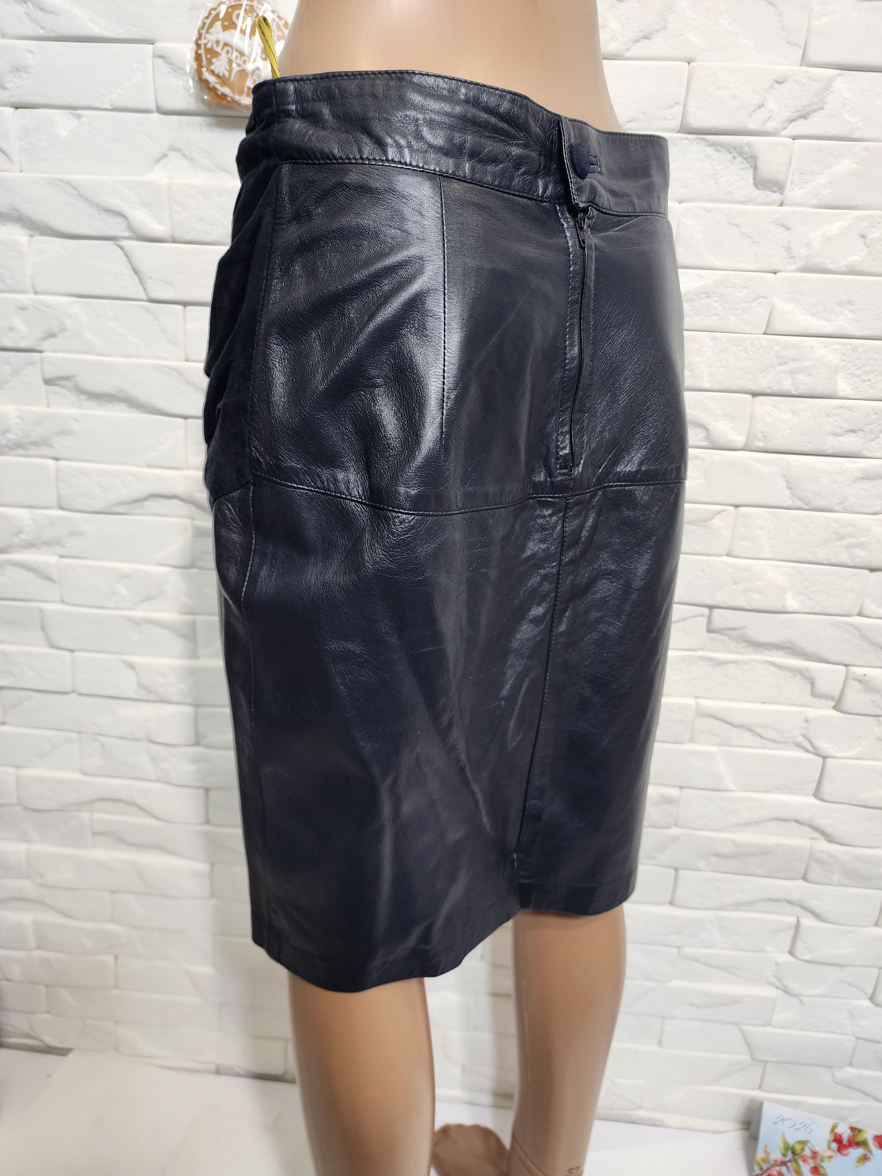 Genuine Leather Black Leather Skirt: Street Style Size 29" - 5 Thumbnail