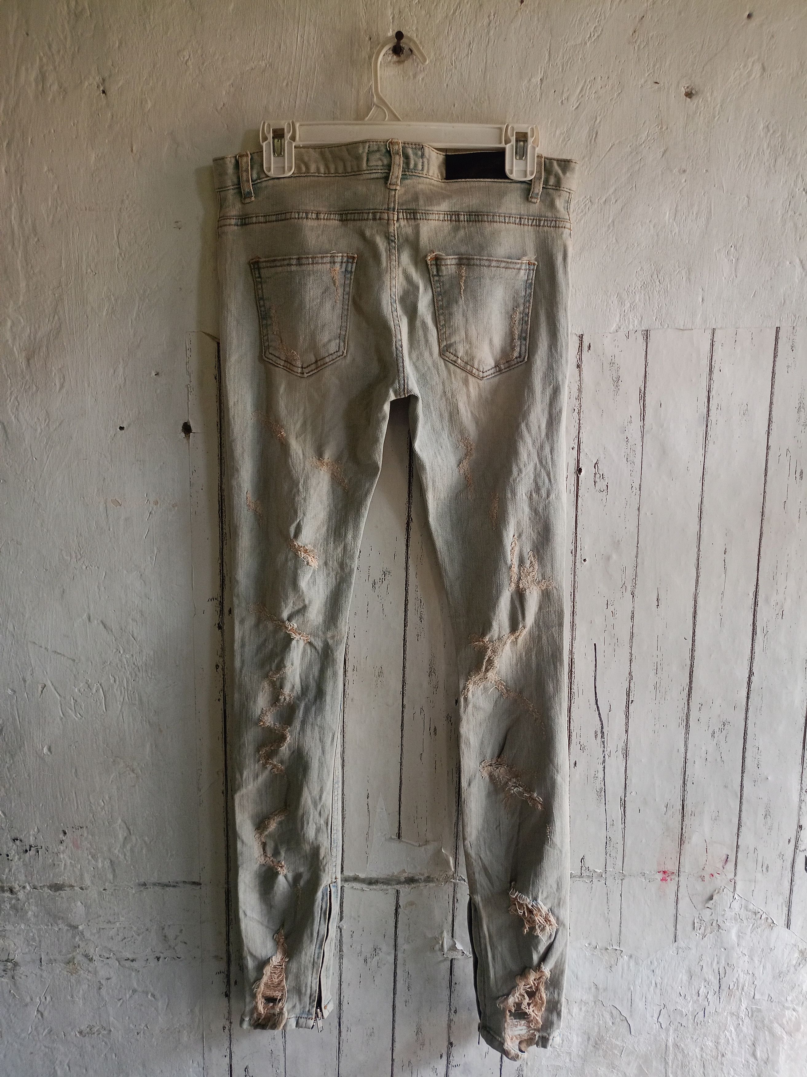 Japanese Brand 2000s SACKY Distressed Skinny Pants Size US 30 / EU 46 - 2 Thumbnail