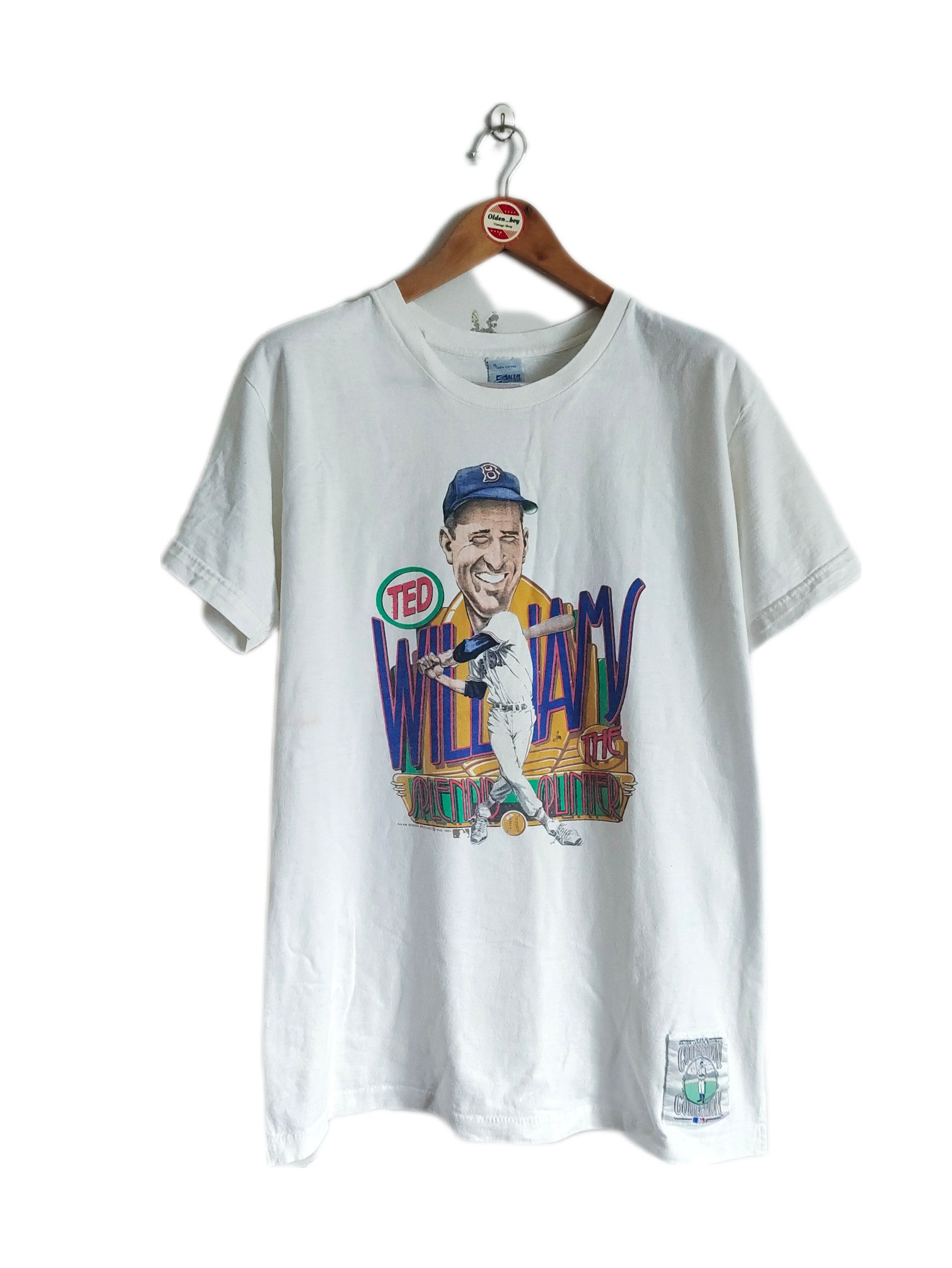 MLB × Salem Sportswear × Vintage Vintage Ted Williams Caricature 1989 T-shirt Size US XL / EU 56 / 4 - 1 Thumbnail
