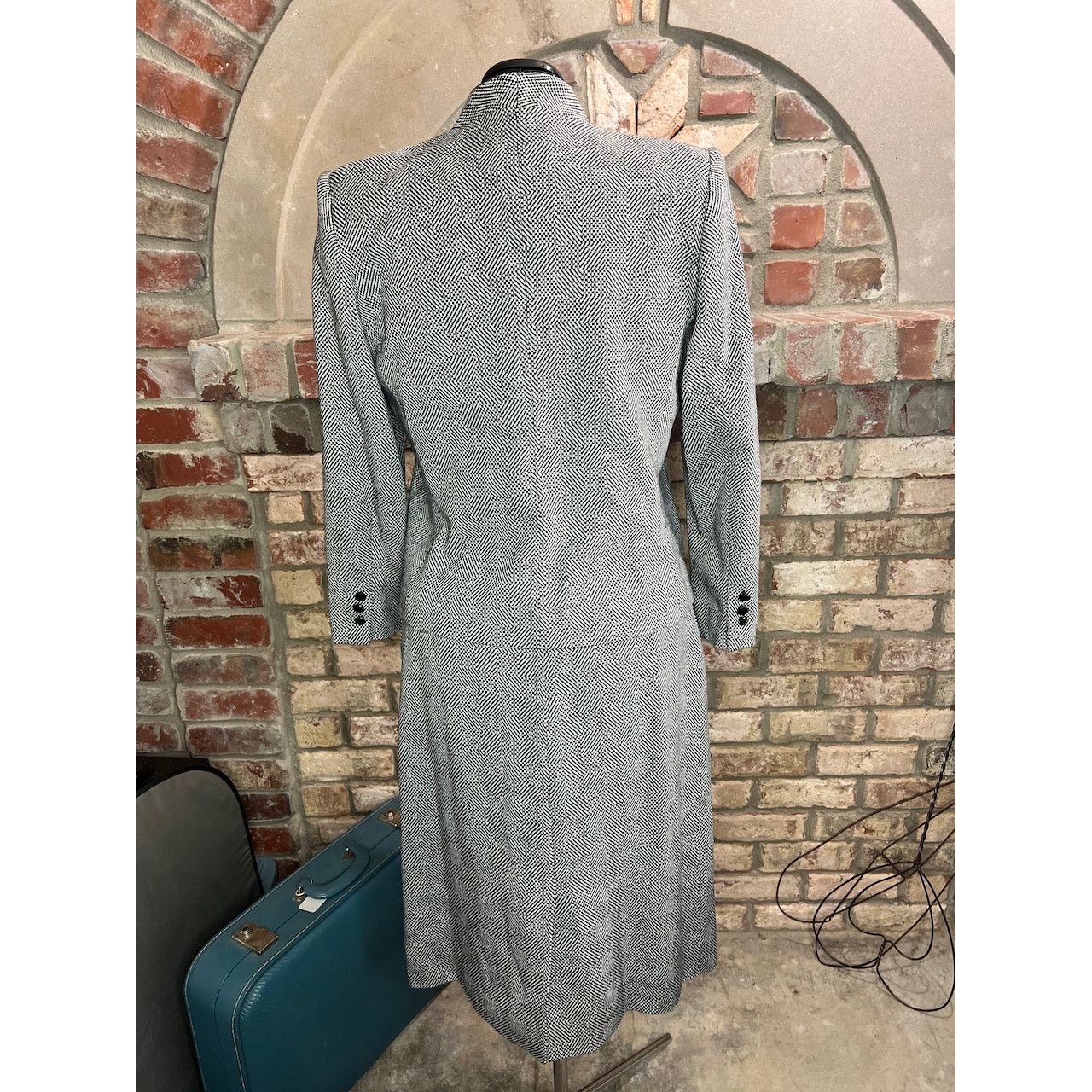 Vintage skirt Suit checked black white velvet lapels Size XL / US 12-14 / IT 48-50 - 8 Thumbnail