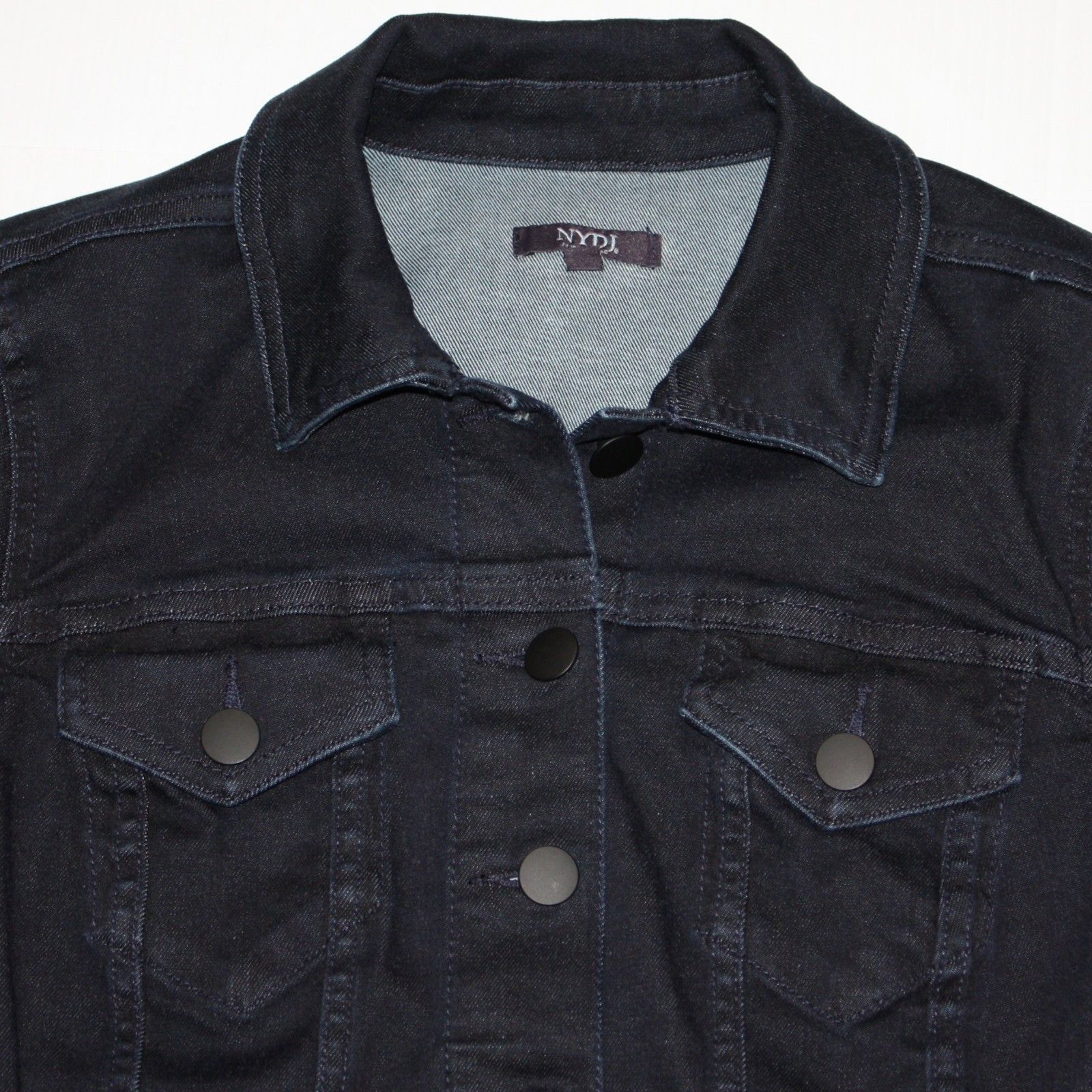 NYDJ Collared Navy Blue Denim Jean Jacket in size XXS MSRP $98 Size XXS / US 00 / IT 34 - 4 Thumbnail