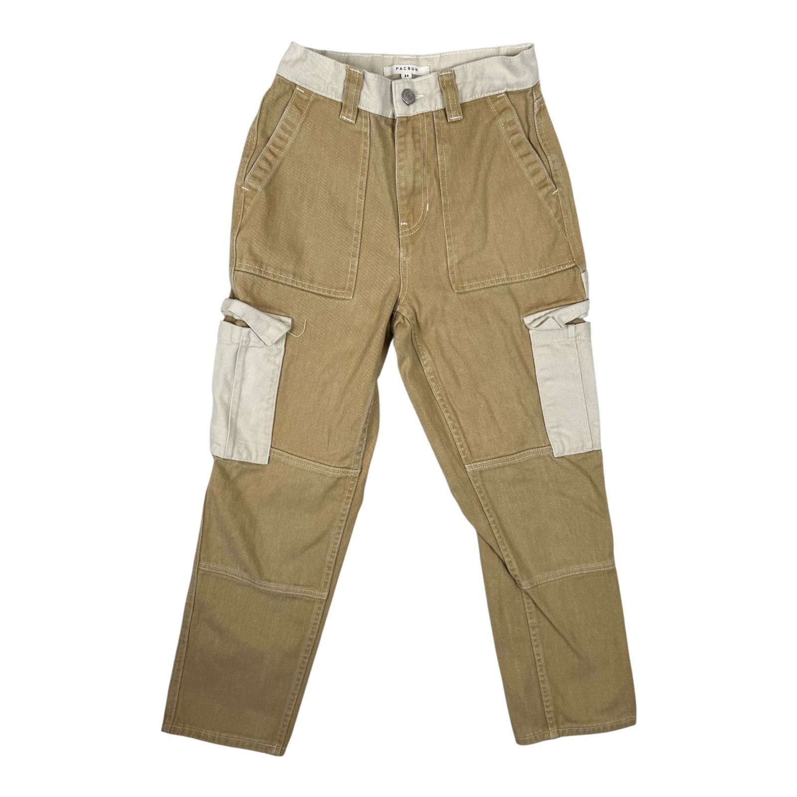 Pacsun PasSun Cargo Carpenter Brown Pants Women's Size 24 Khaki Y2K Size 42" / US 20 - 1 Thumbnail
