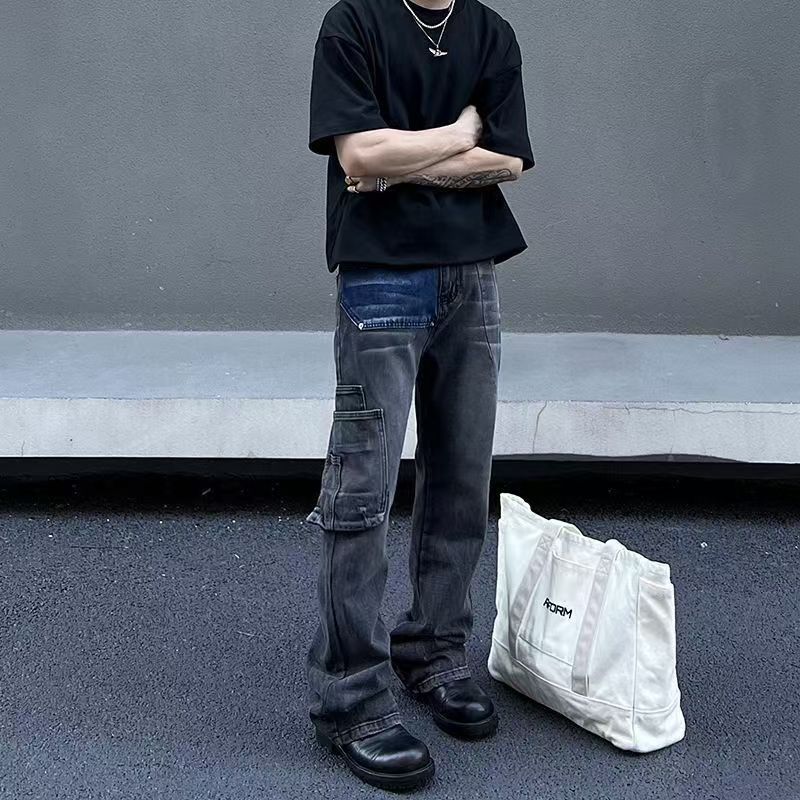 Japanese Brand × Jean Vintage straight leg micro flare patchwork jeans Size US 34 / EU 50 - 1 Thumbnail