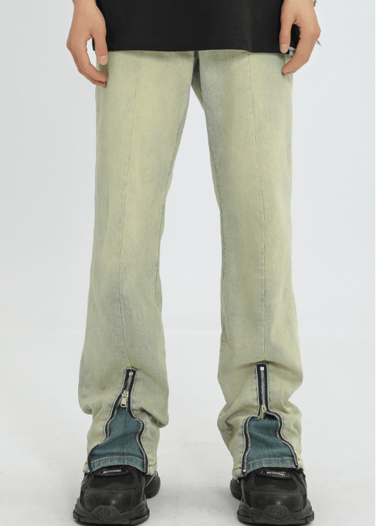 Japanese Brand × Jean Vintage washed distressed zipper flared jeans y2k Size US 32 / EU 48 - 3 Thumbnail