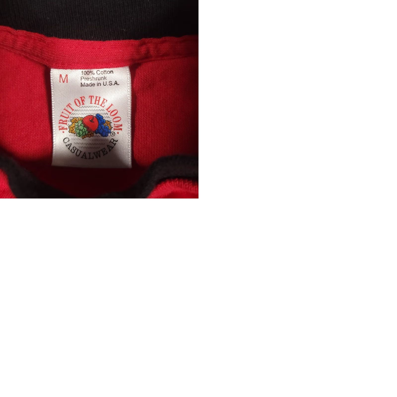 Fruit Of The Loom VINTAGE Fruit of the Loom T-Shirt Mens Medium Two Toned Red Black Single Stitch USA Shirt Mens Size US M / EU 48-50 / 2 - 9 Thumbnail