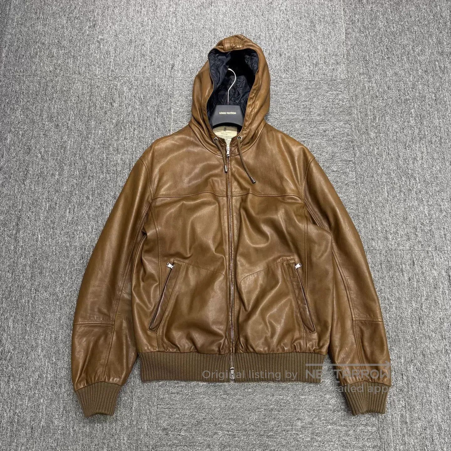 Brunello Cucinelli Brunello Cucinelli Brown Leather Pilot Jacket. Size US XL / EU 56 / 4 - 1 Thumbnail