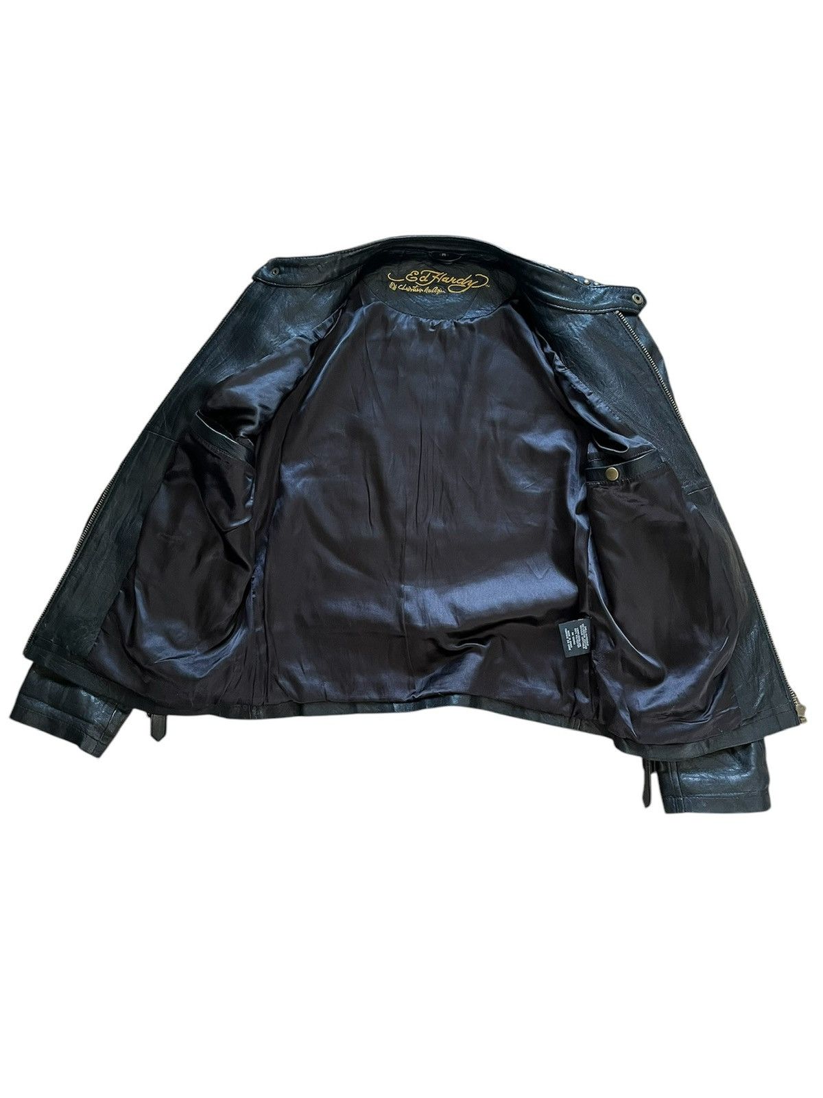 「激レア」Y2K Ed hardy レザージャケット Y2K Ed Hardy “Love Kills Slowly” puffer jacket. Size Xs.