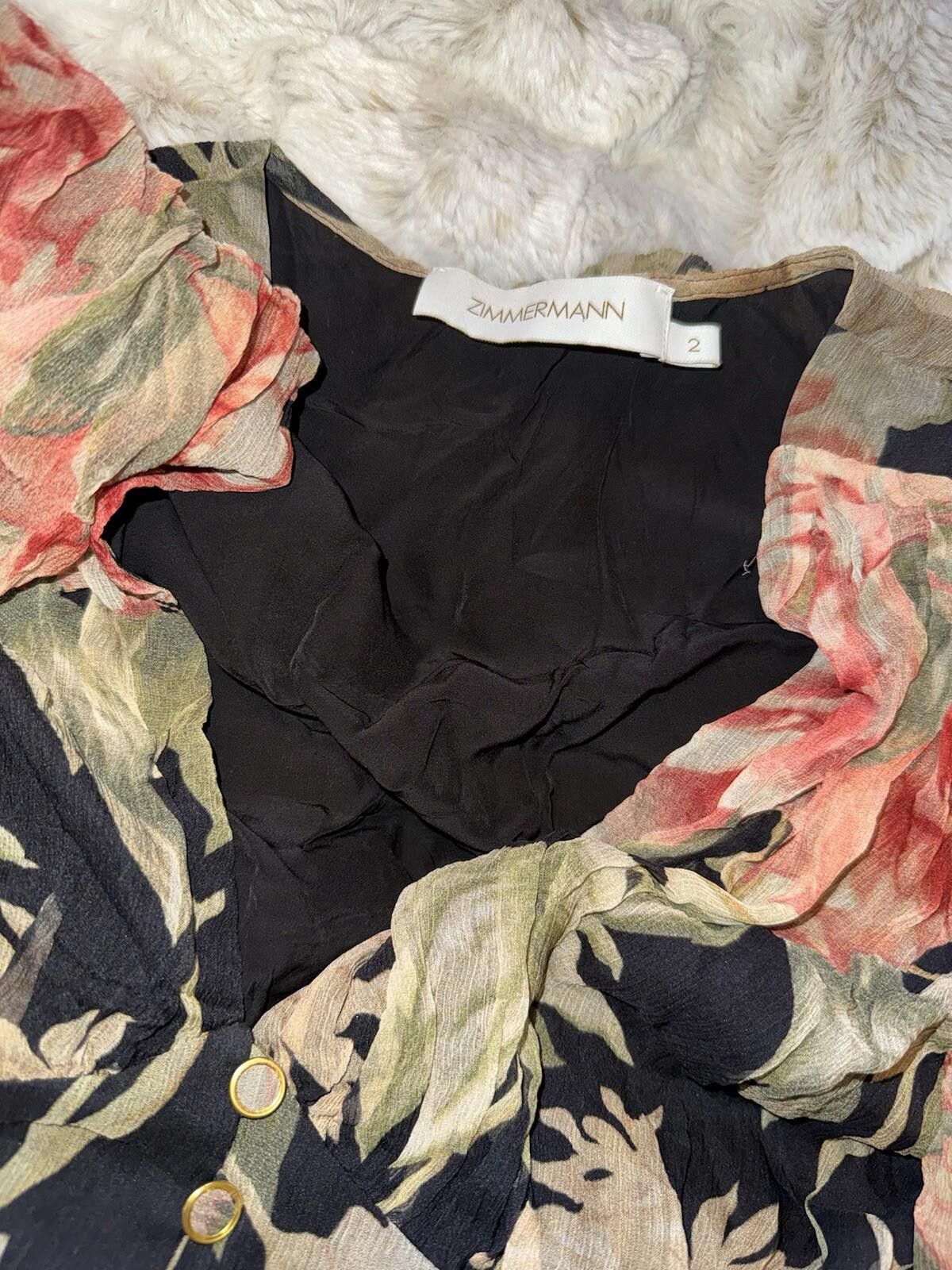 Zimmermann ZIMMERMANN Sz 2 Medium Silk Romper Playsuit Floral Ruffle Size 30" / US 8 / IT 44 - 8 Thumbnail