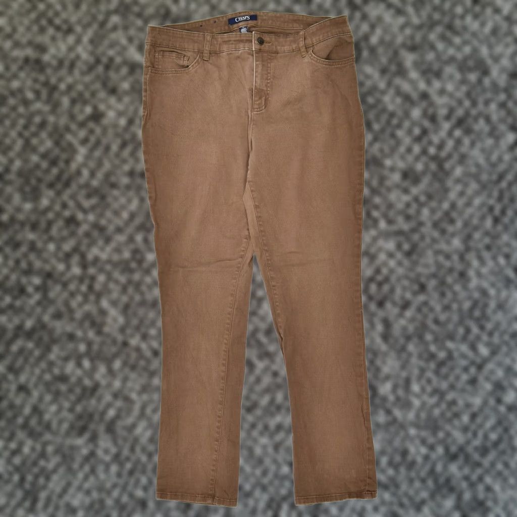 Chaps CHAPS Womens Casual Trousers US 12 Large W34 L29 Brown Cotton Slim Fit Size 36" / US 14 / IT 50 - 1 Thumbnail