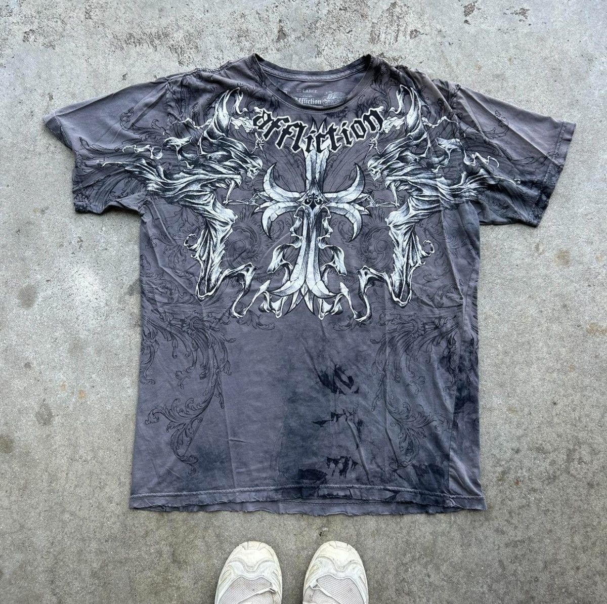 Affliction Grunge Cybergoth Winged Affliction Tee Size US XL / EU 56 / 4 - 1 Thumbnail