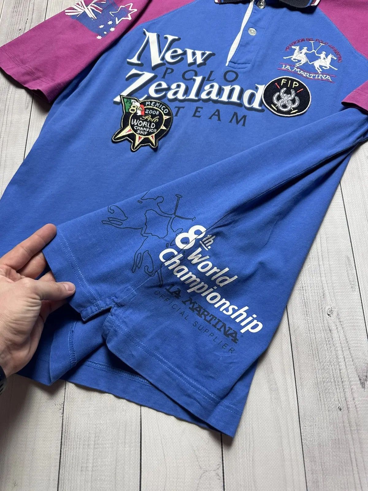 La Martina Vintage polo La Martina New Zealand blue big logo number L Size US L / EU 52-54 / 3 - 4 Thumbnail