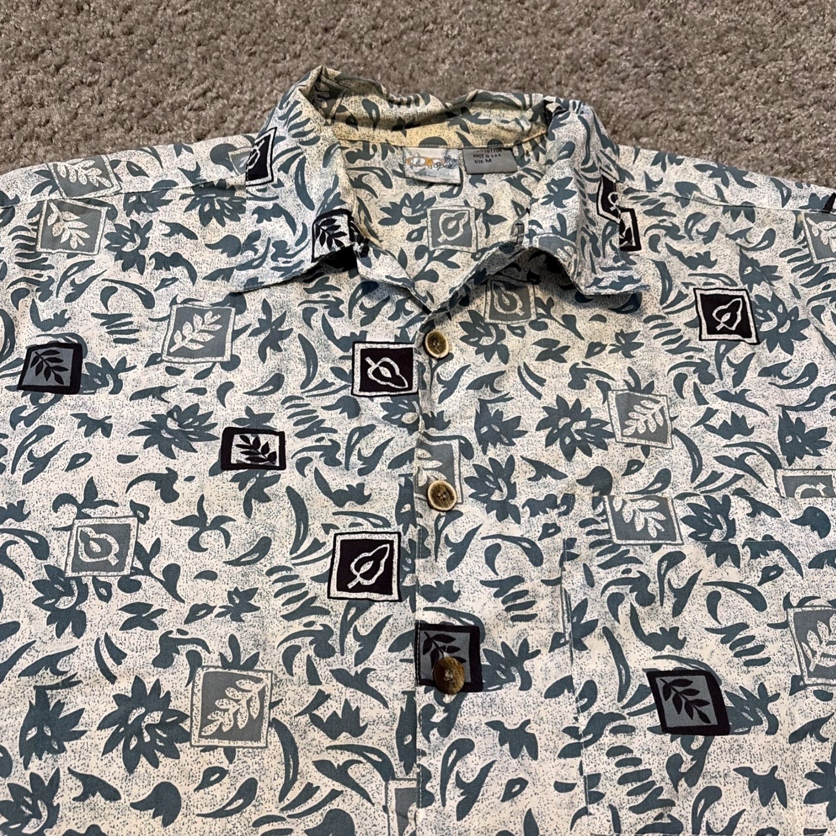 Ocean Pacific VINTAGE Ocean Pacific OP Sport White Blue Hawaiian Floral Button Up Shirt M Blue Mens Short Sleeve Hawaiian Floral 90s Size US M / EU 48-50 / 2 - 3 Thumbnail