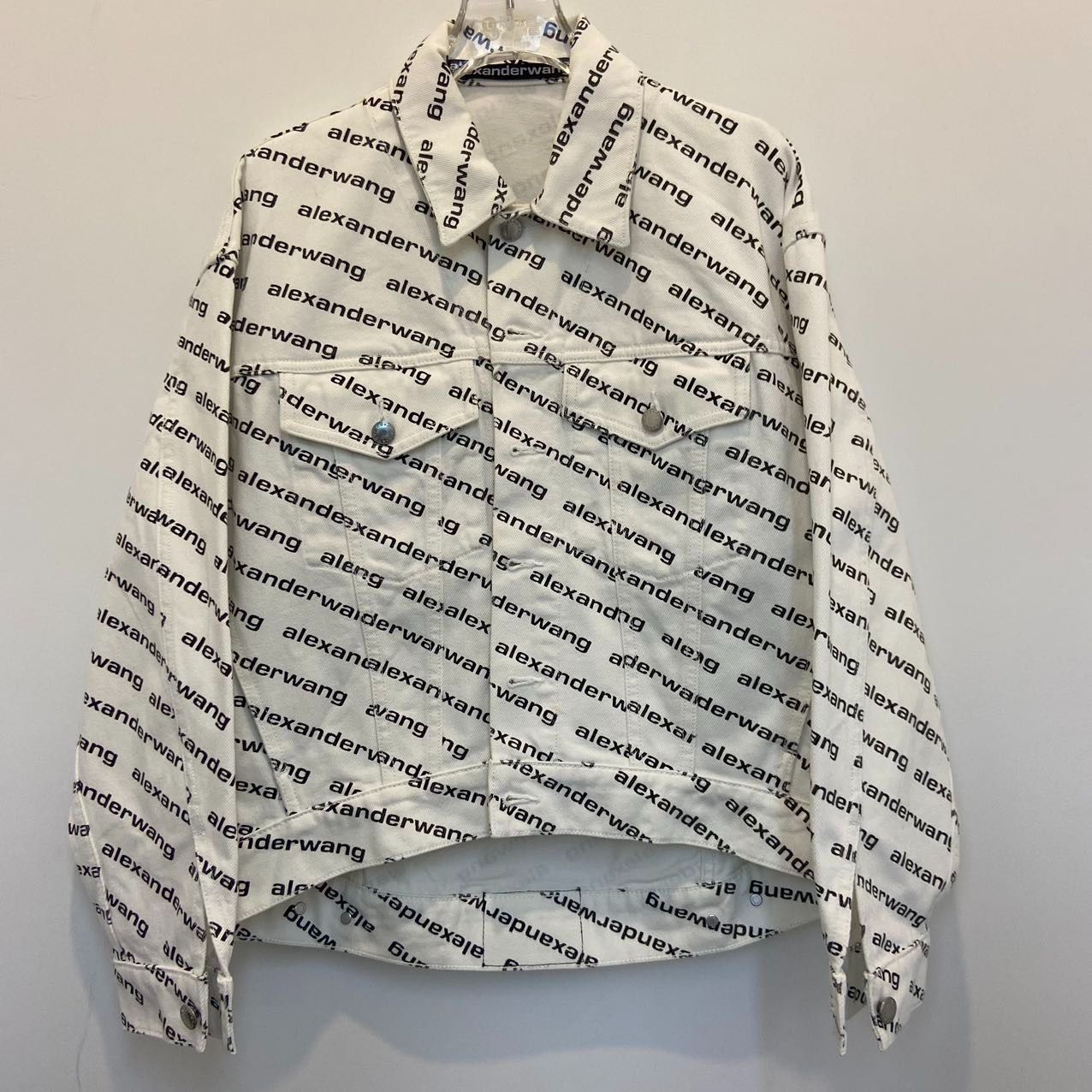 Alexander Wang White Logo-Print Back-Drape Bomber Jacket (Si