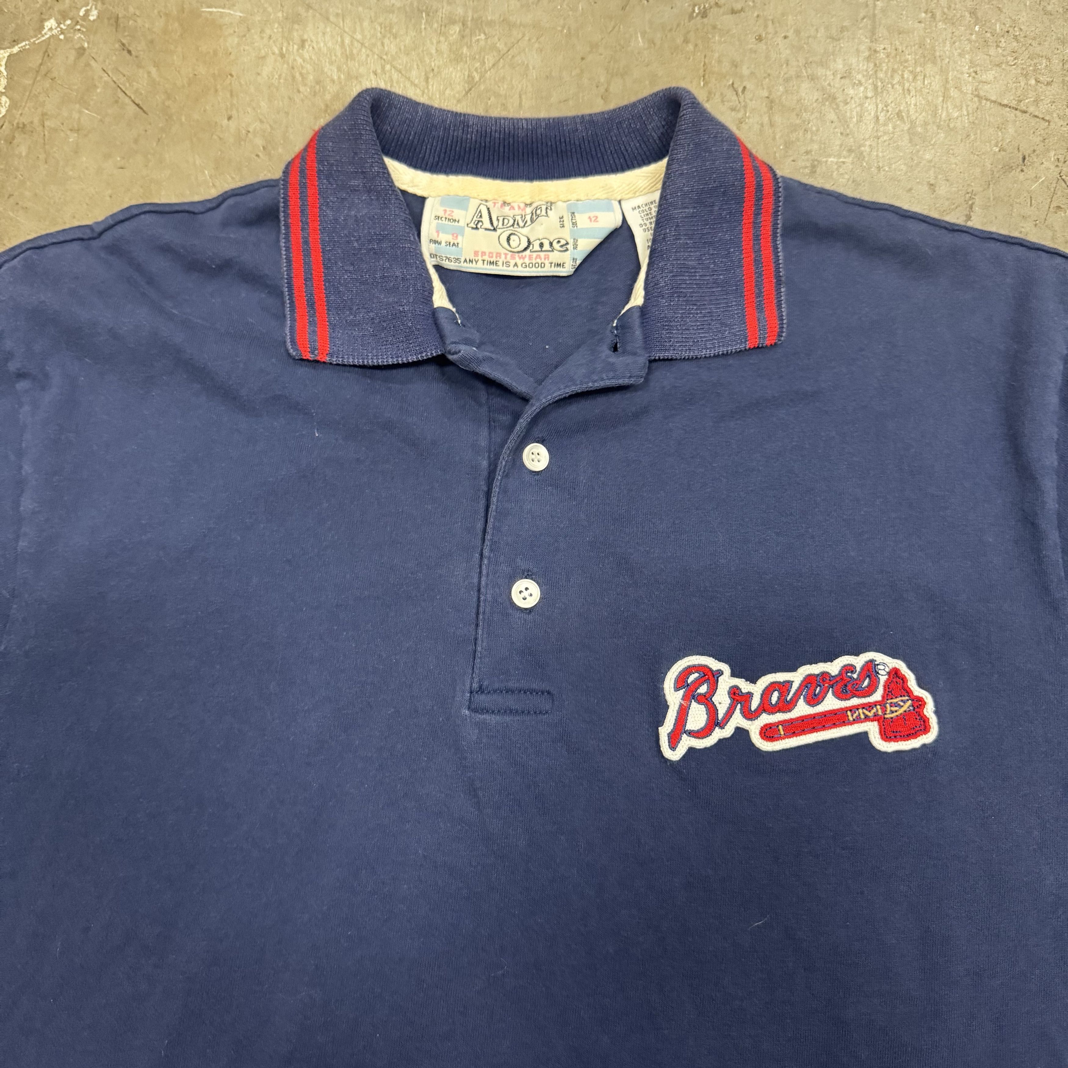 MLB VTG 80s Atlanta Braves MLB Baseball Polo Shirt Sportswear Size US M / EU 48-50 / 2 - 2 Thumbnail