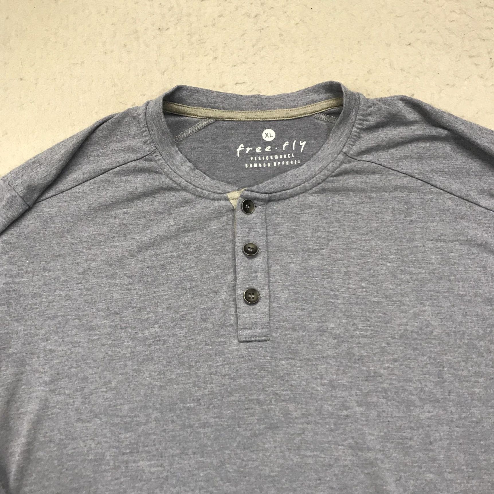 Vintage Free Fly Shirt Mens XL Blue Heather Long Sleeve Henley Bamboo Blend Active Tee Size US XL / EU 56 / 4 - 2 Thumbnail